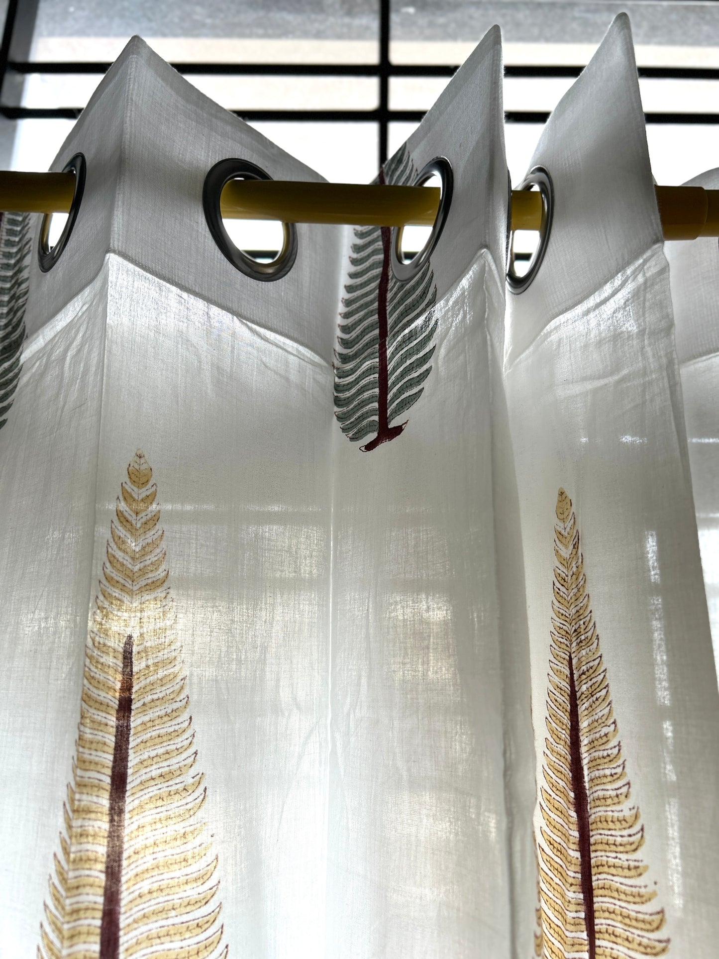 Twin Conifers Block Printed Sheer Curtains