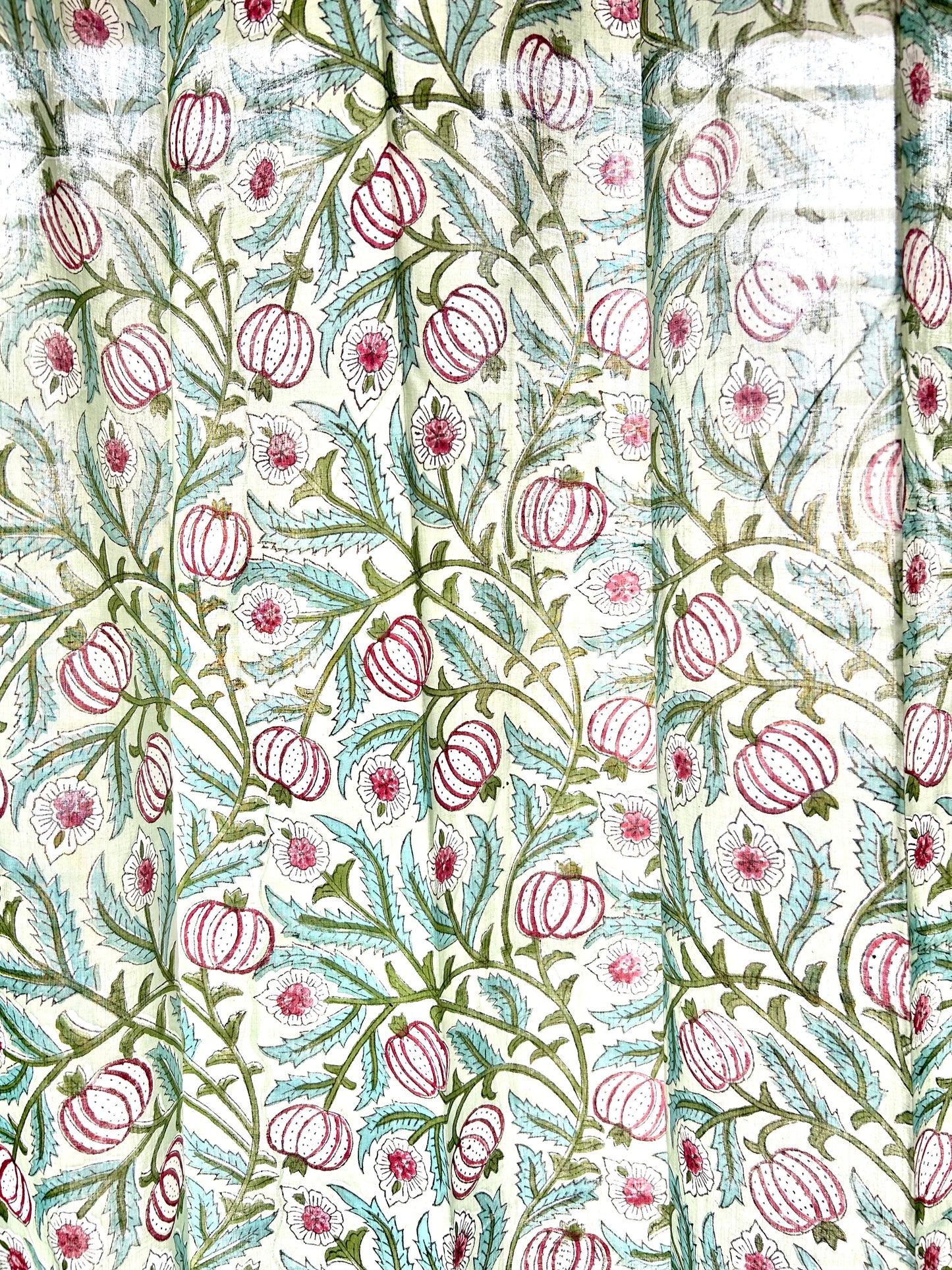 Pomogranate Vines Block Printed Sheer Curtains