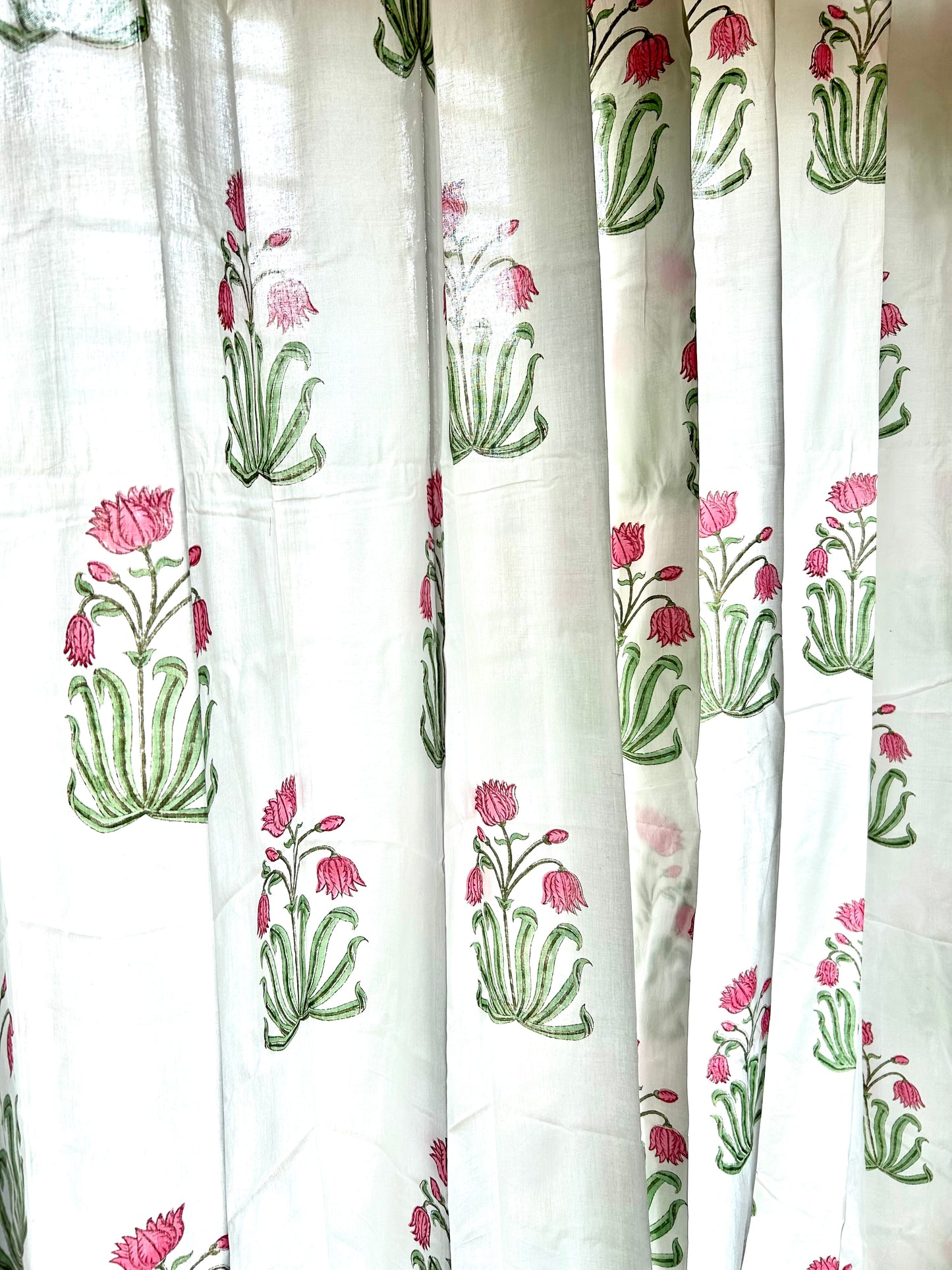 Pink lily Block Printed Sheer Curtains