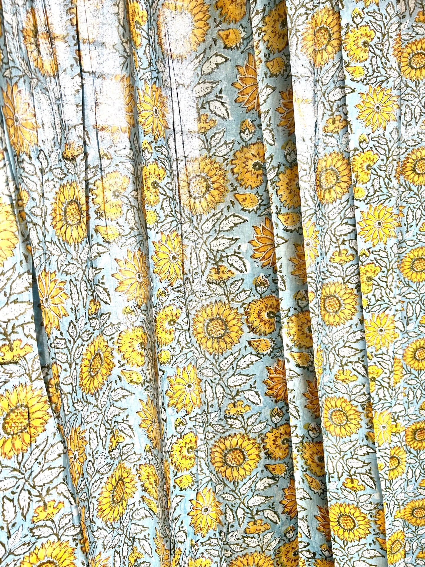 Sunflower Block Printed Sheer Curtains