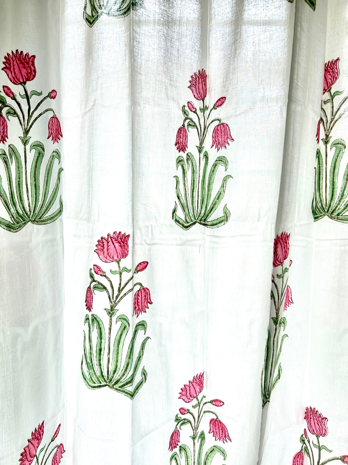 Pink lily Block Printed Sheer Curtains