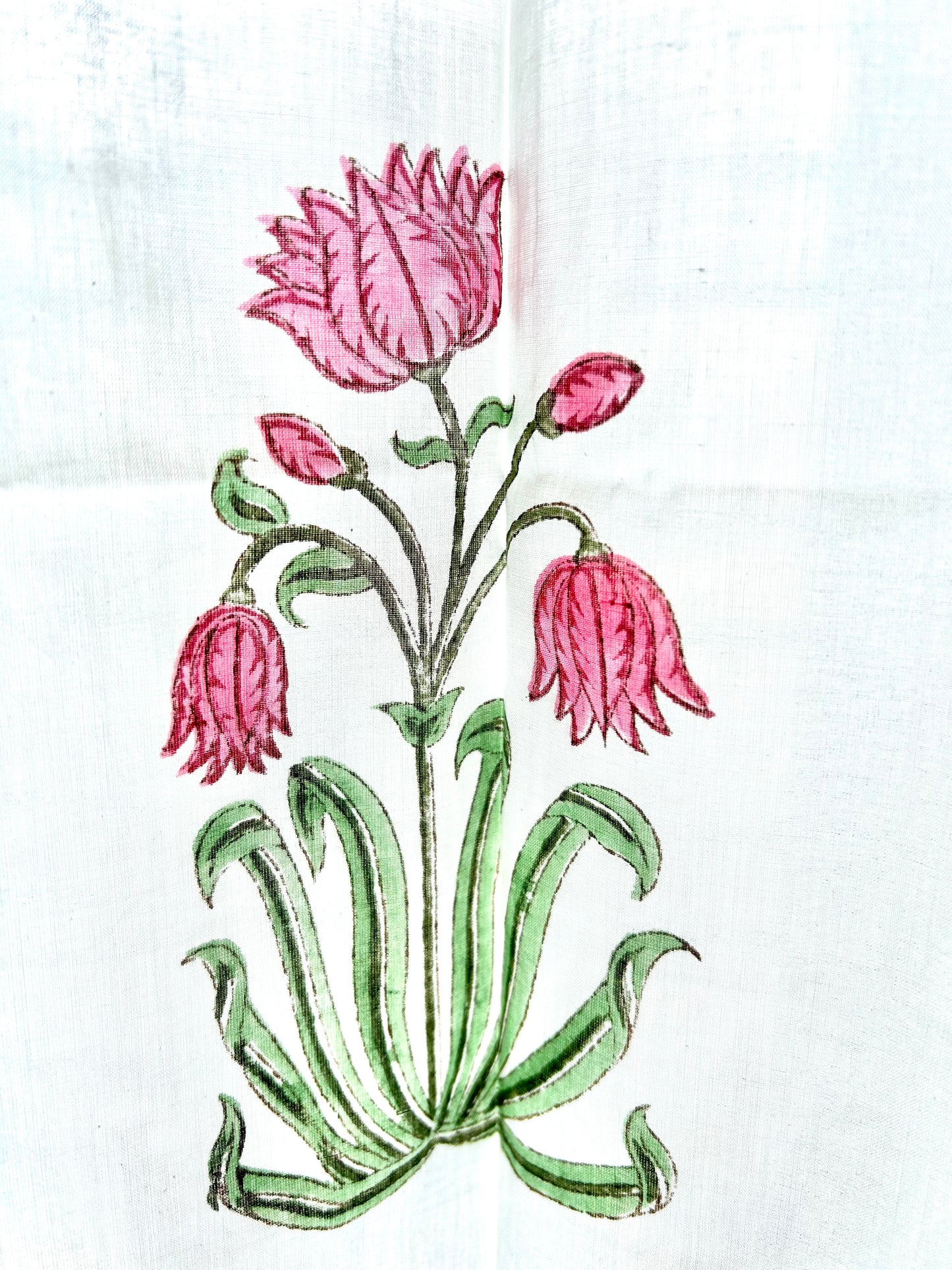 Pink lily Block Printed Sheer Curtains