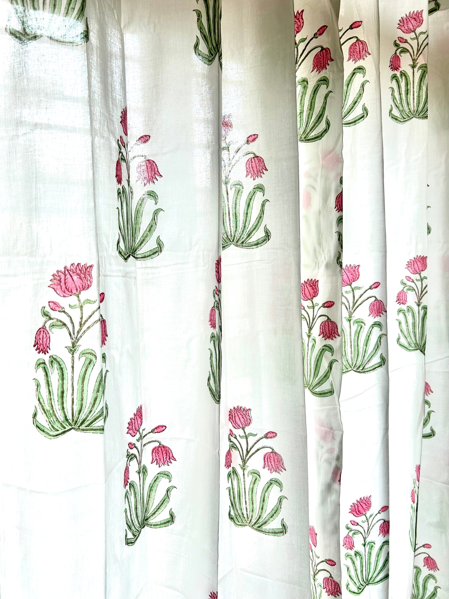 Pink lily Block Printed Sheer Curtains