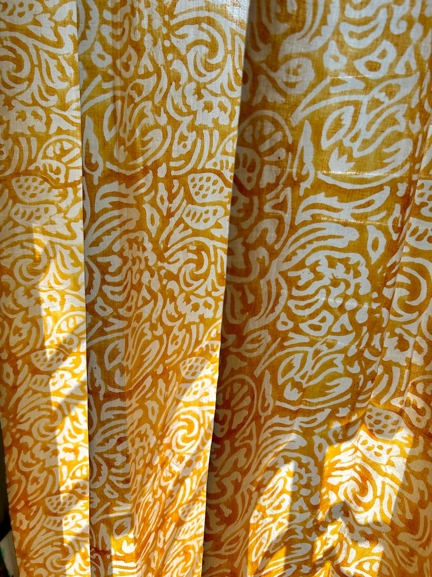 Yellow Mellow Block Printed Curtain