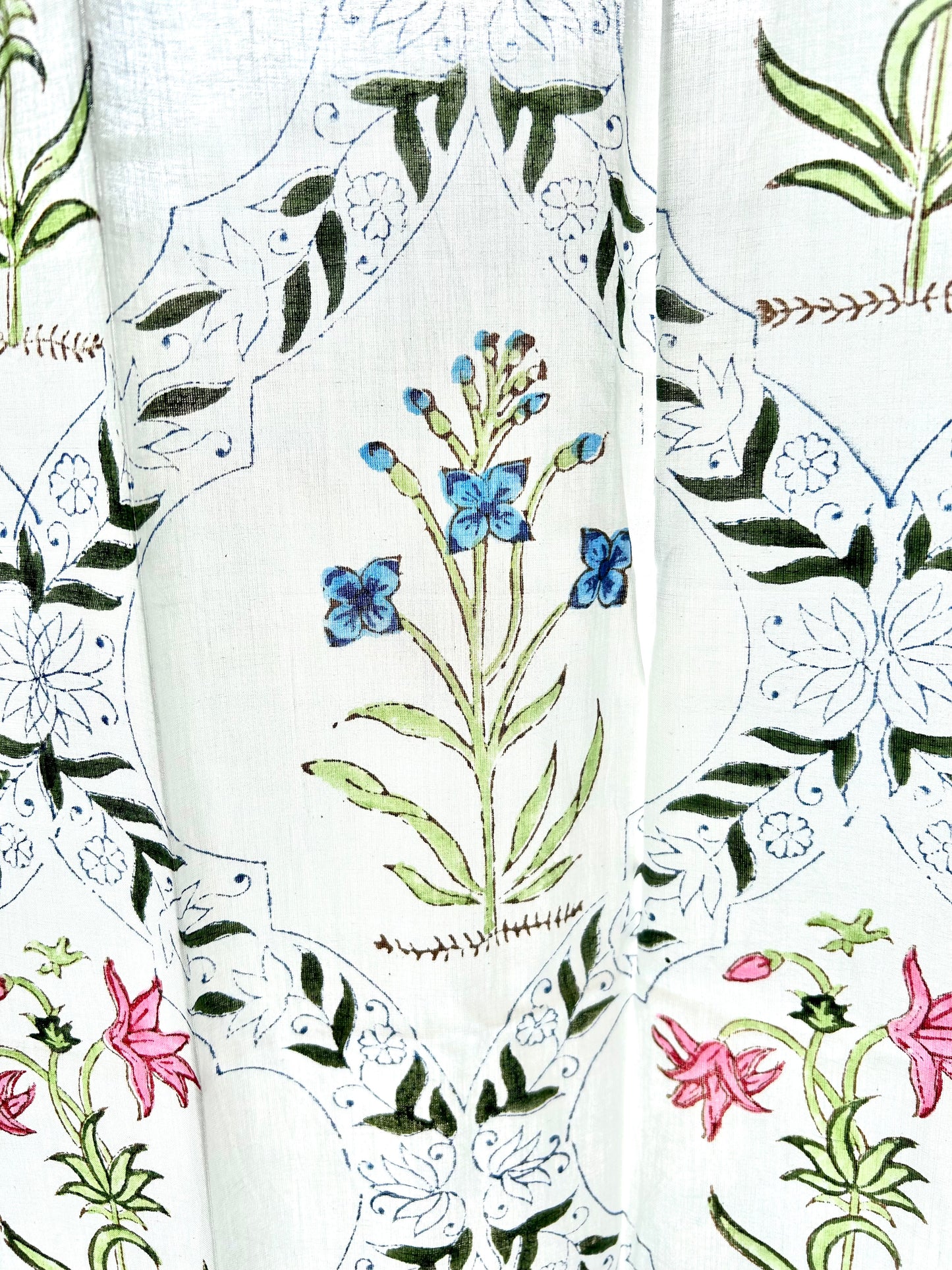 Lily and peonies Block Printed Sheer Curtains