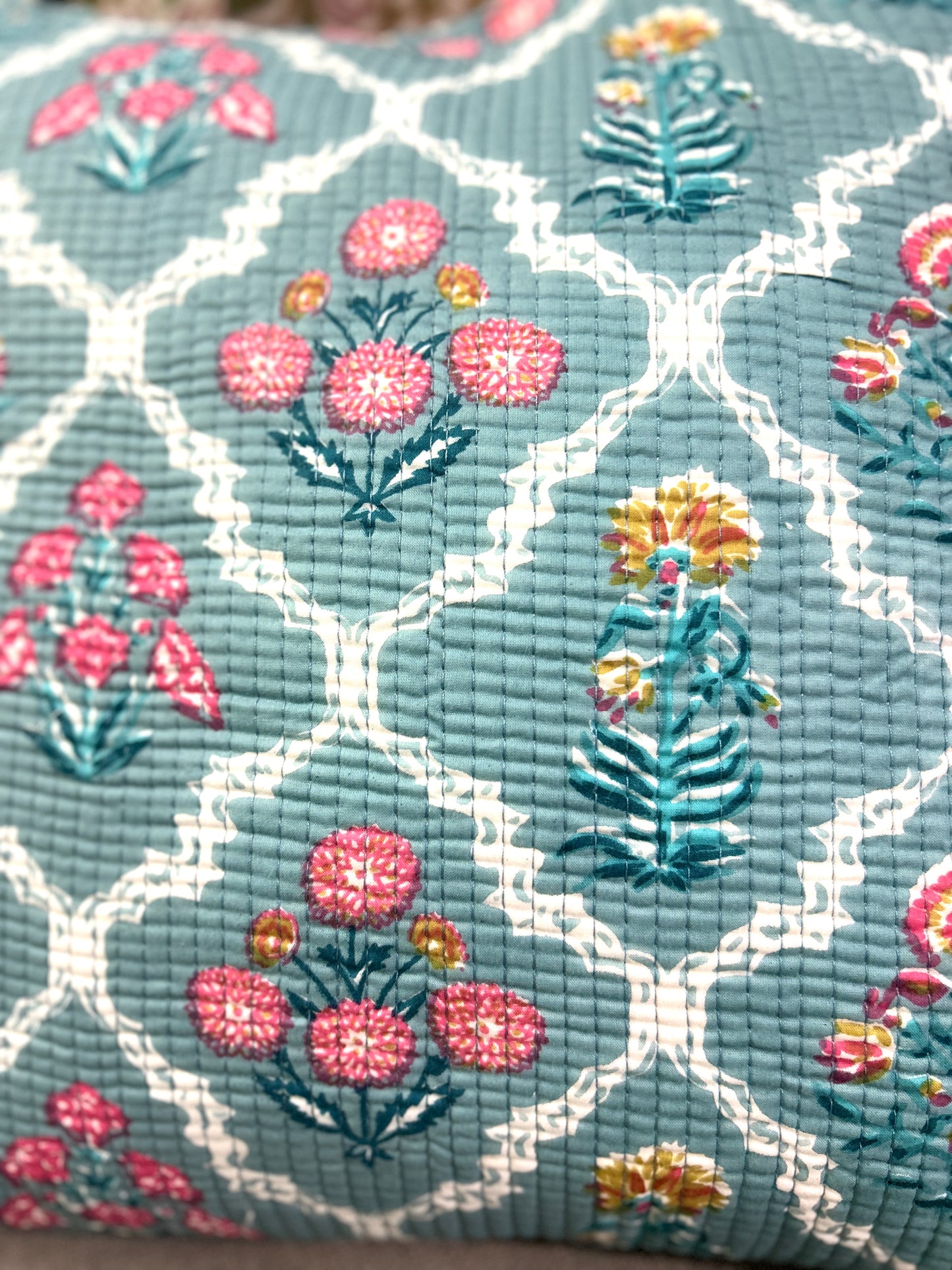 Kanika Block Print Quilted Cushion Cover
