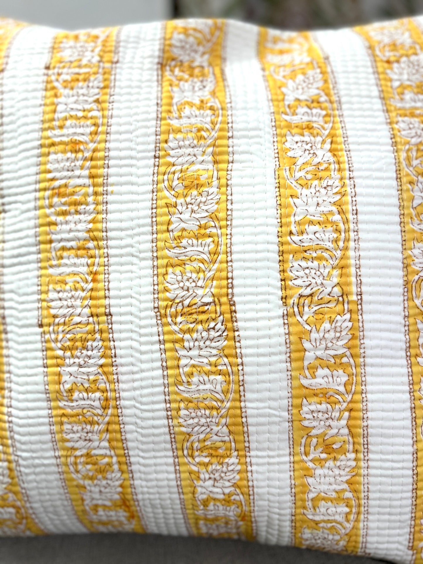 Jiya Block Printed Quilted Cushion Cover