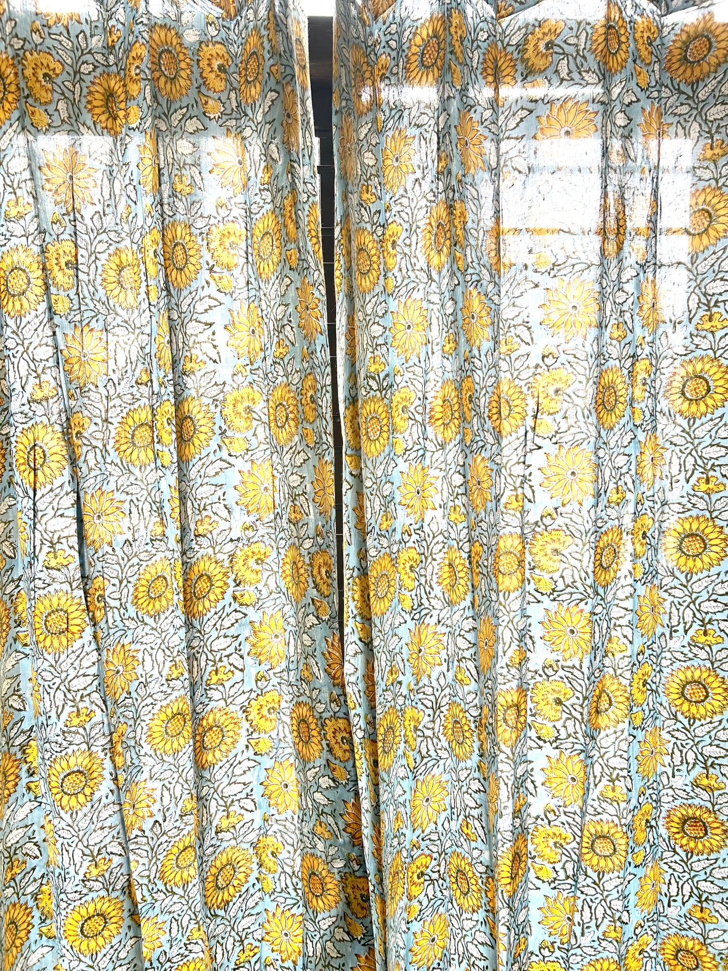 Sunflower Block Printed Sheer Curtains