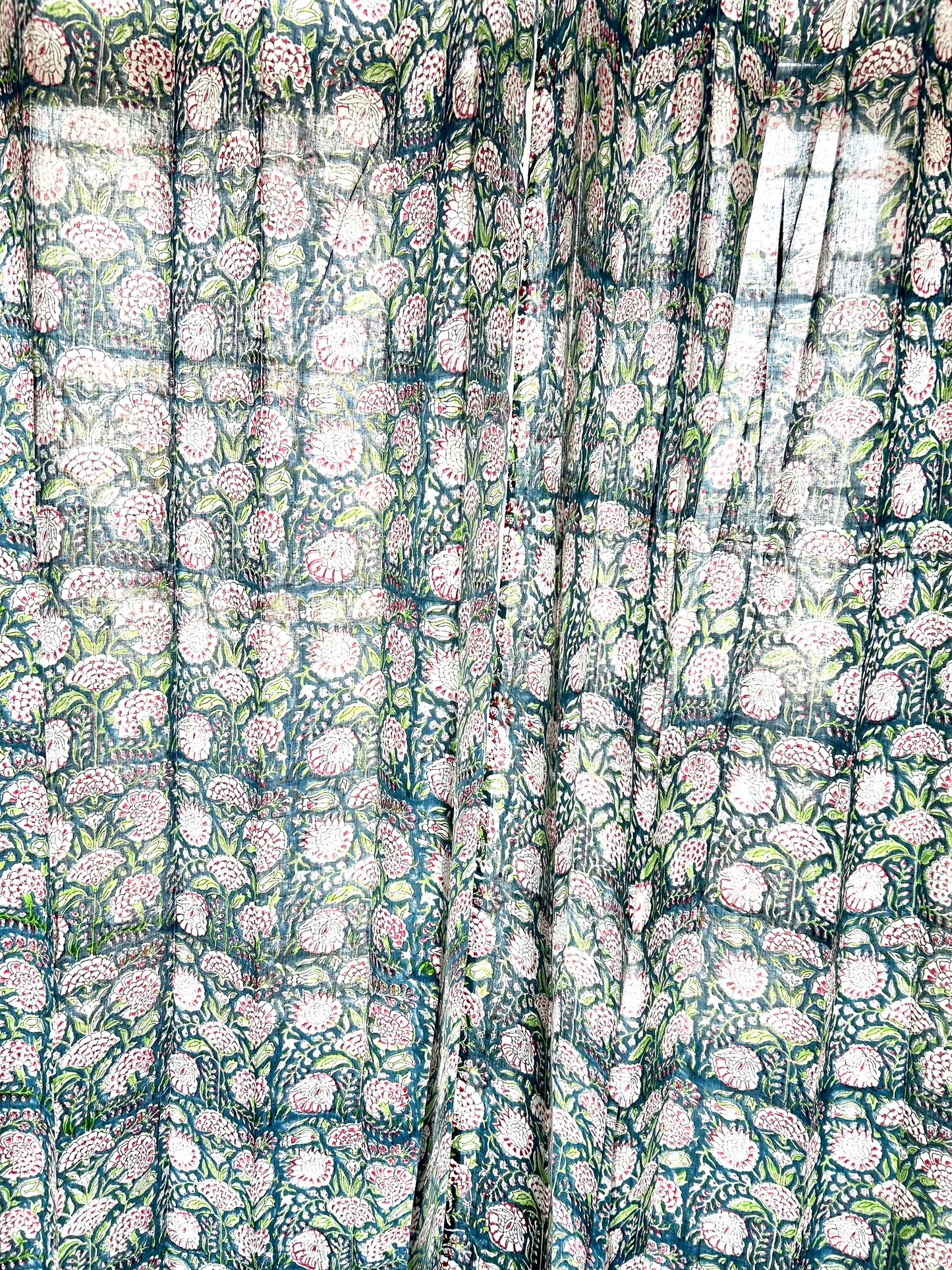 Tropical flower Block Printed Sheer Curtains