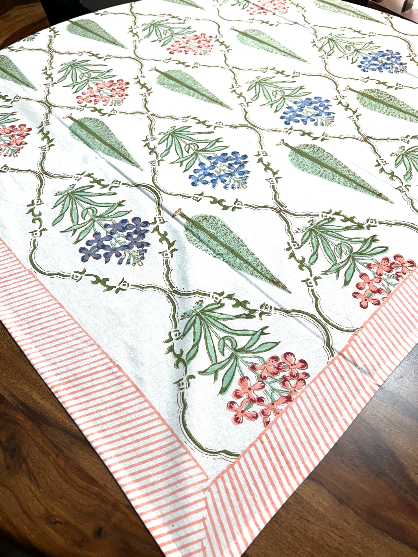 Kira Block Print Table Cover - 4 Seater