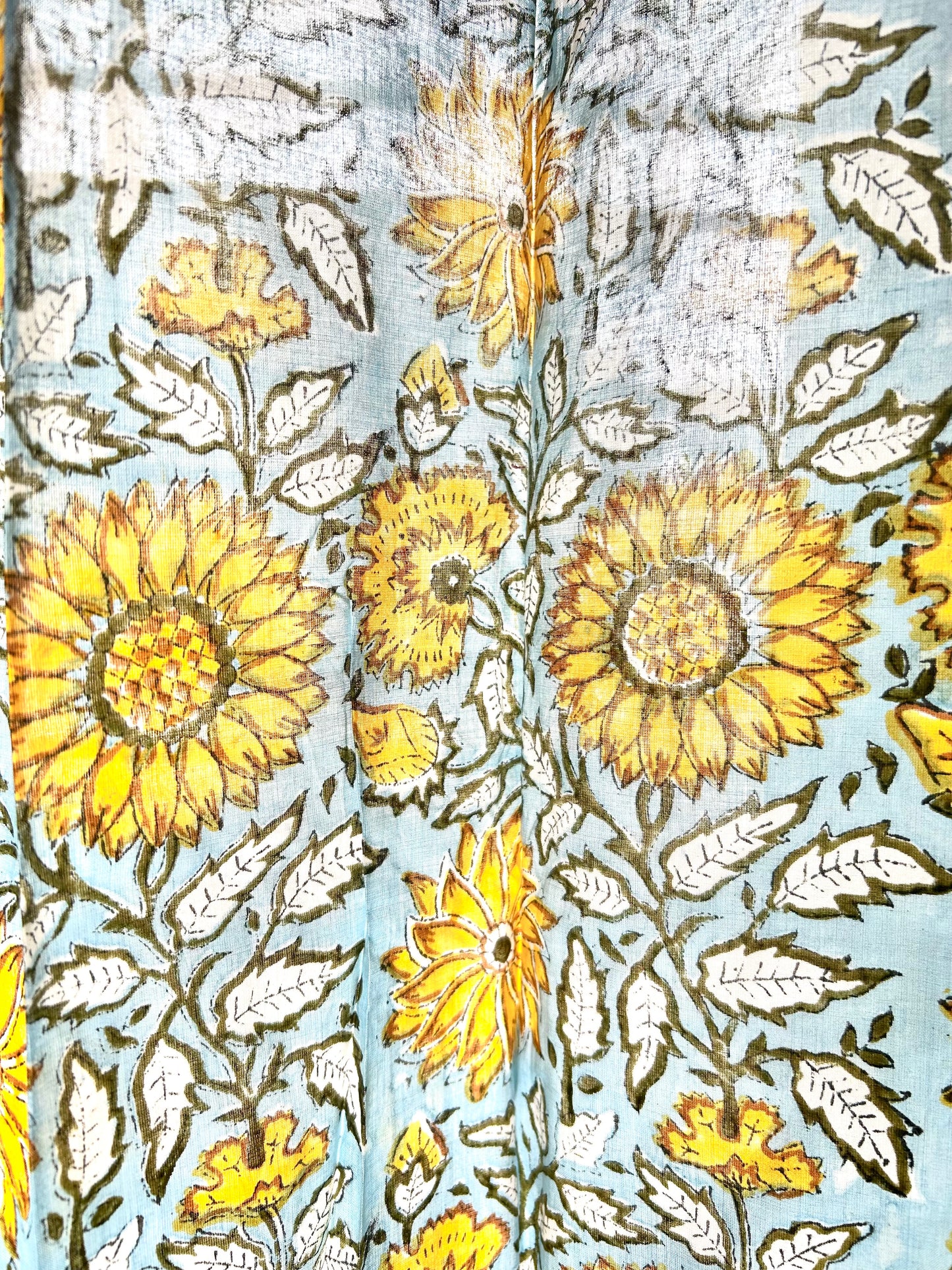 Sunflower Block Printed Sheer Curtains