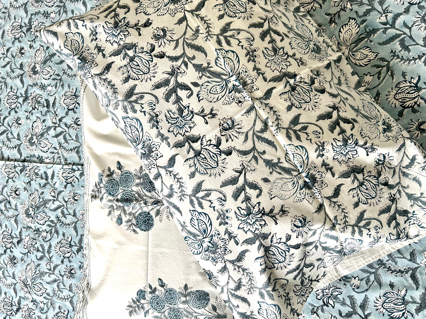 Bhumi Block Printed Grey Cotton Bedsheet(108x108)