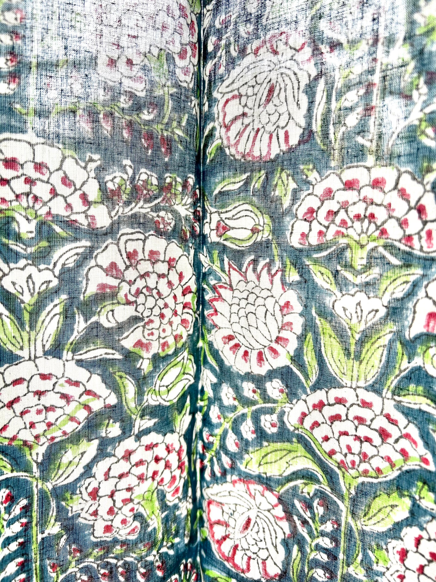 Tropical flower Block Printed Sheer Curtains