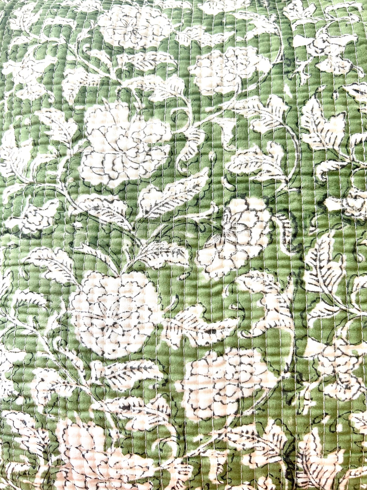 Hariyali Block Print Quilted Cushion Cover