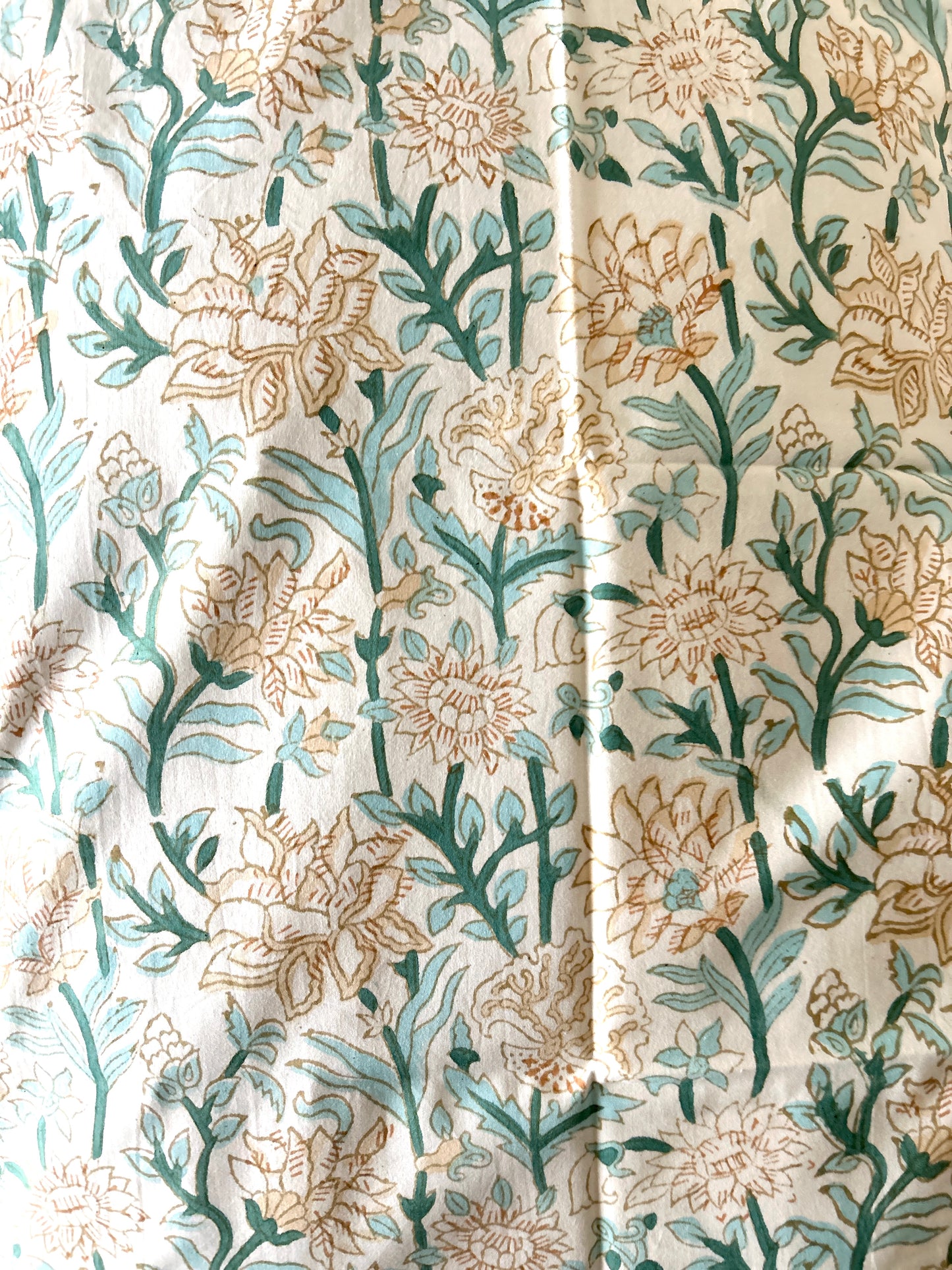 Peach Floral Block Printed Cotton Bedsheet(90x108)