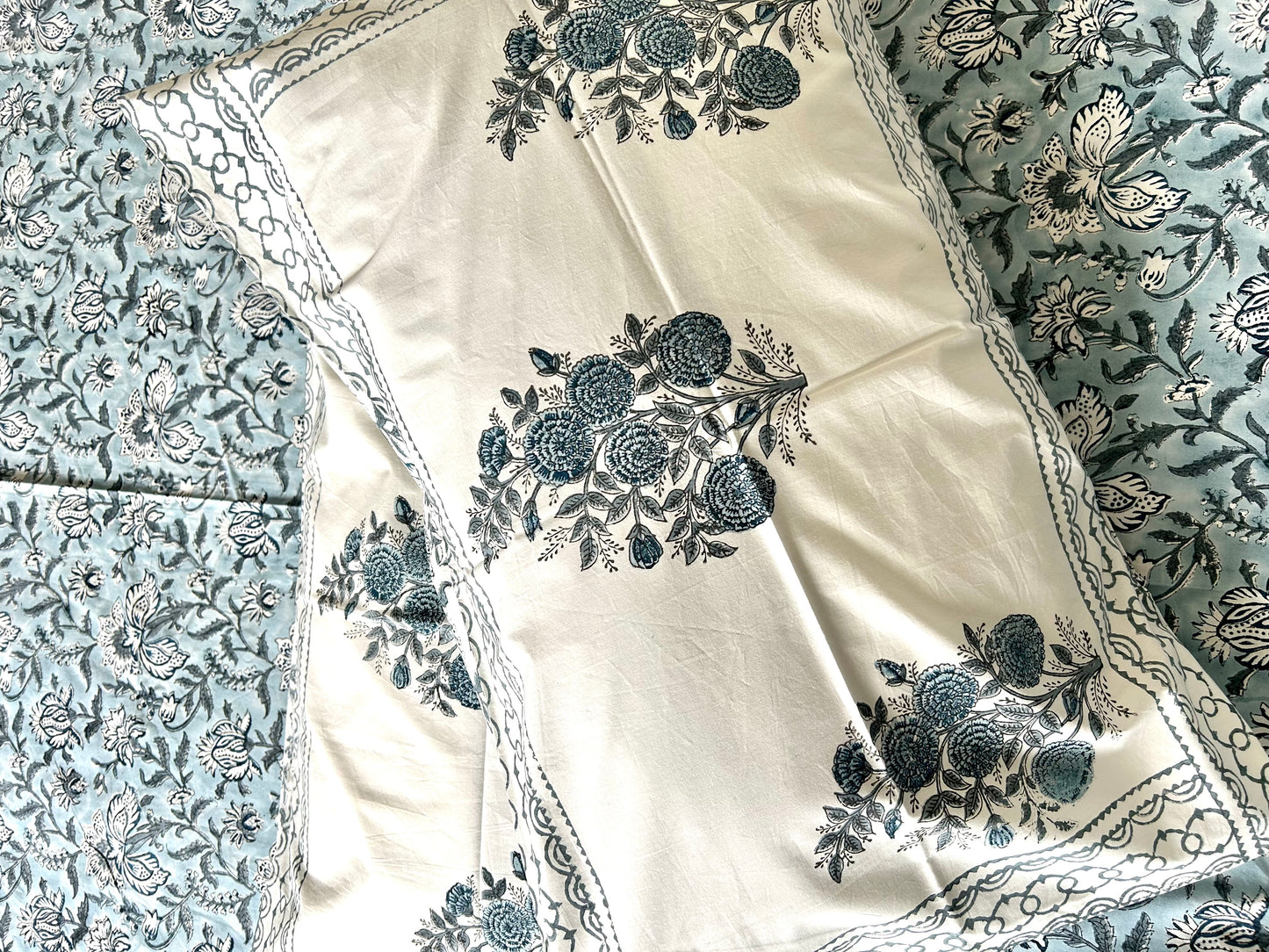 Bhumi Block Printed Grey Cotton Bedsheet(108x108)