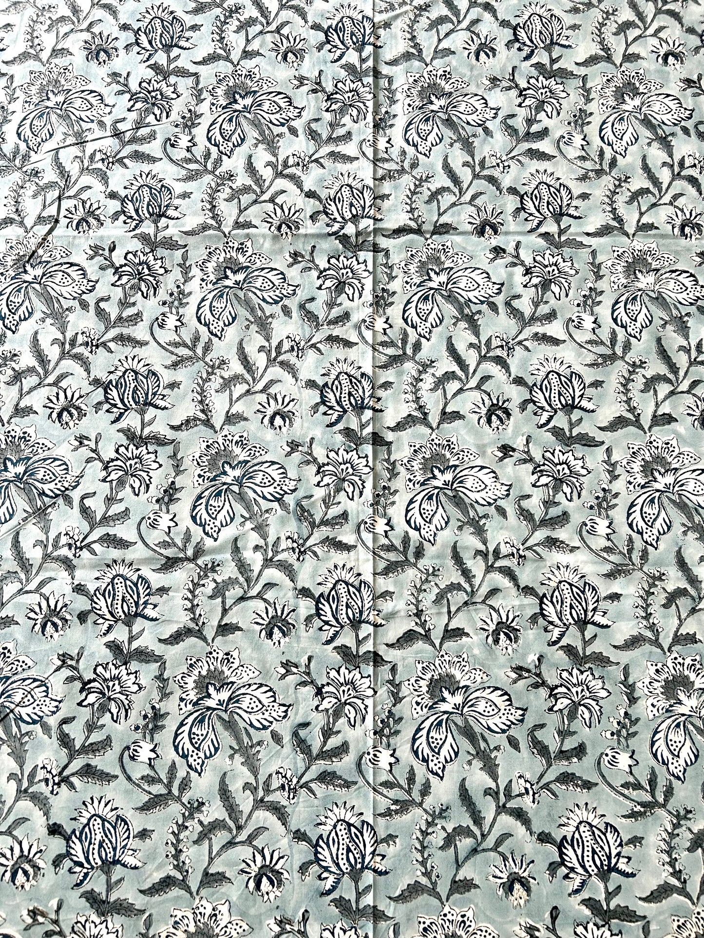 Bhumi Block Printed Grey Cotton Bedsheet(108x108)