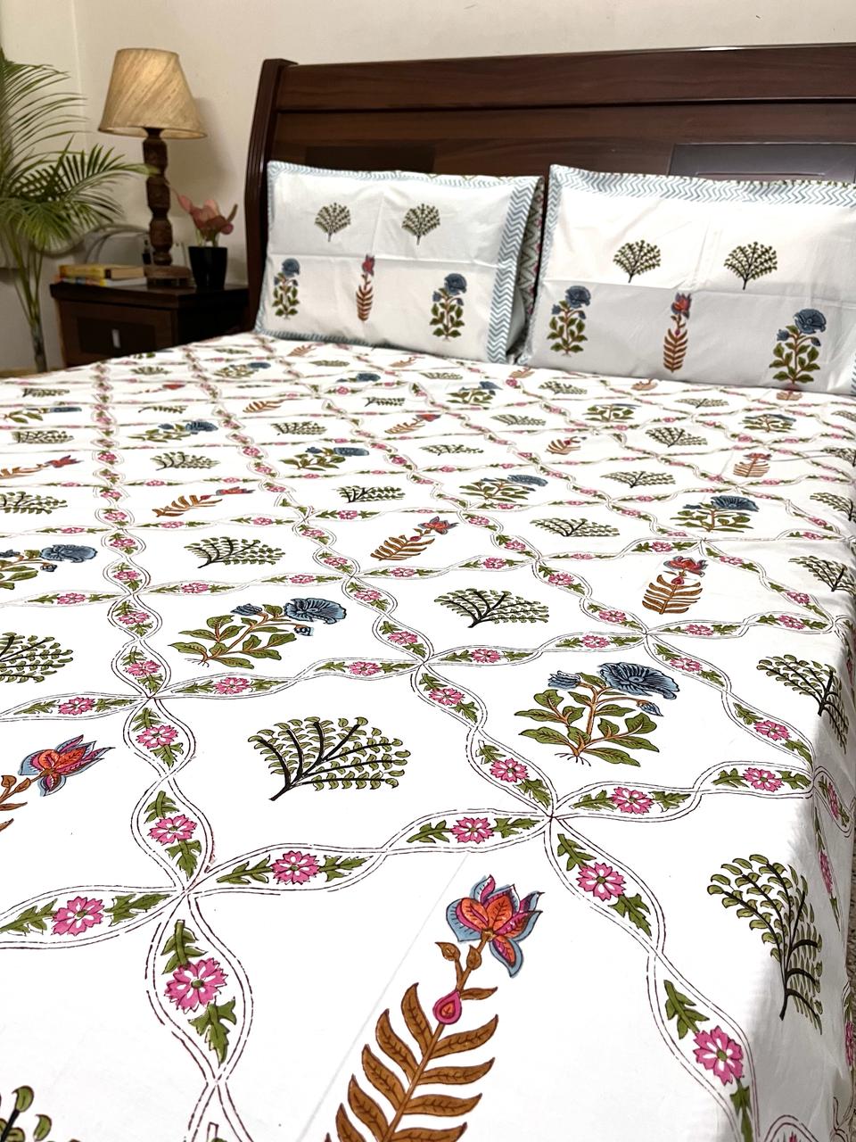 Asmita Block Printed Cotton Bedsheet(90x108)