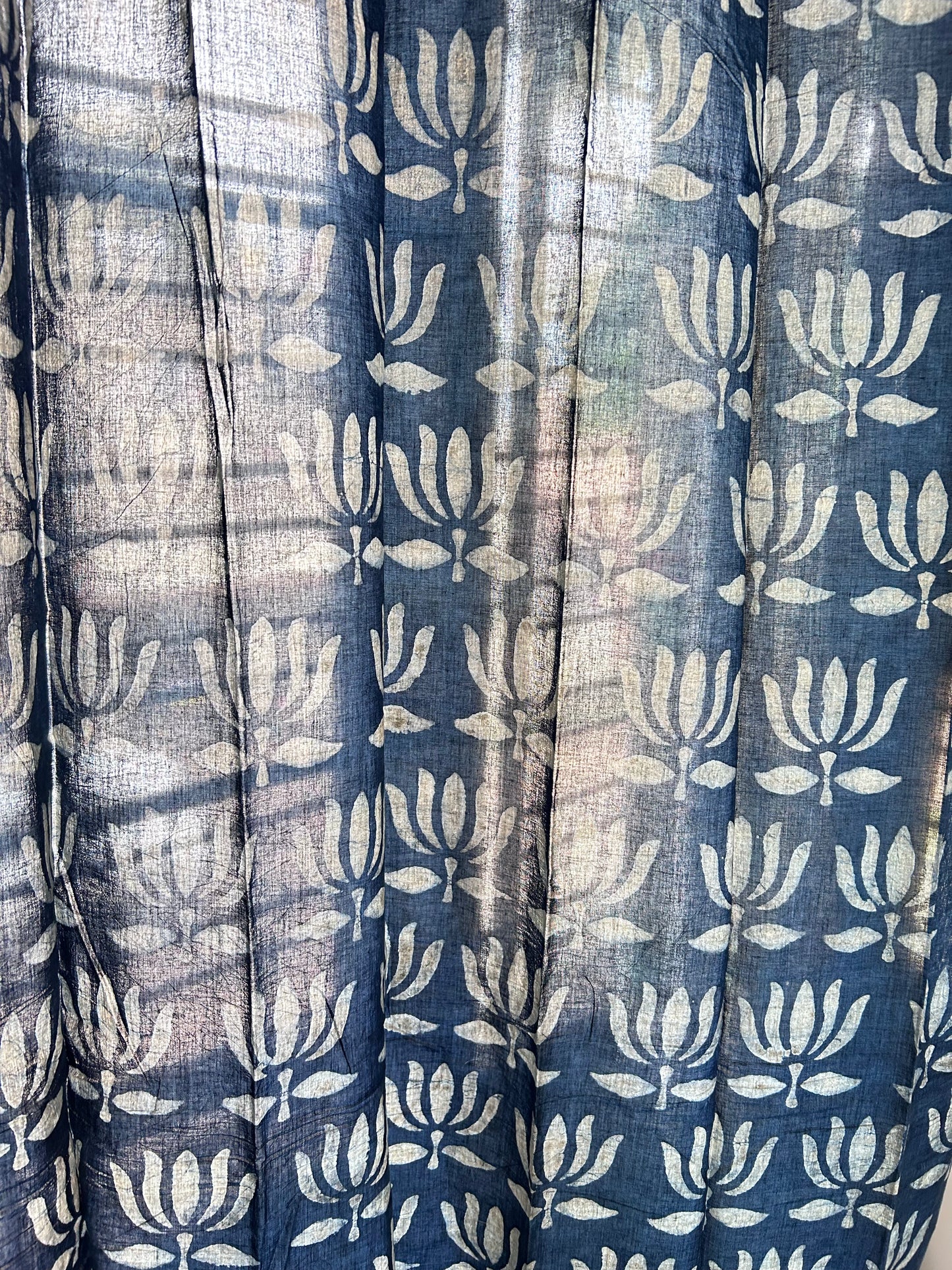 Blue Padma Batik Printed Sheer Curtains