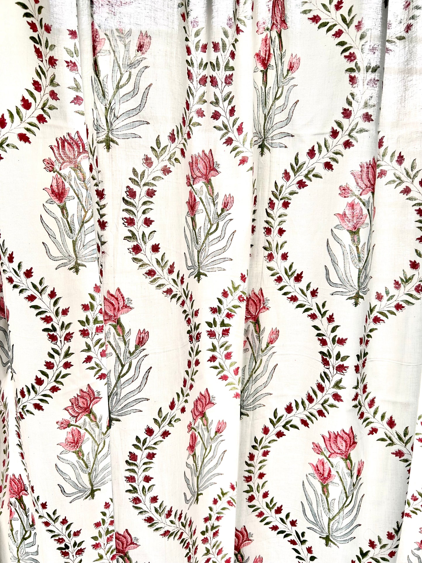 Red Vines Block Printed Sheer Curtains