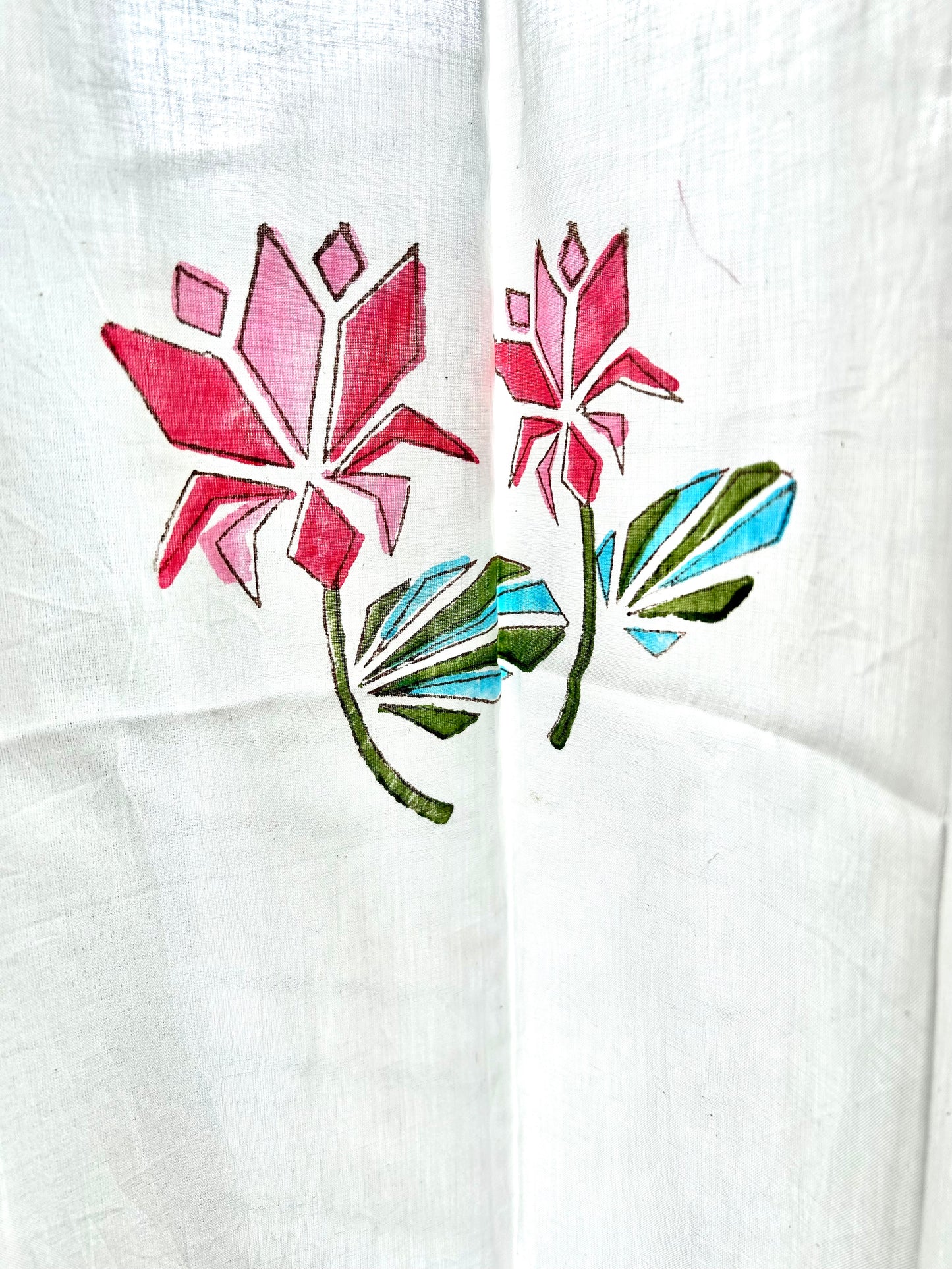 Geometric lotus Block Printed Sheer Curtains