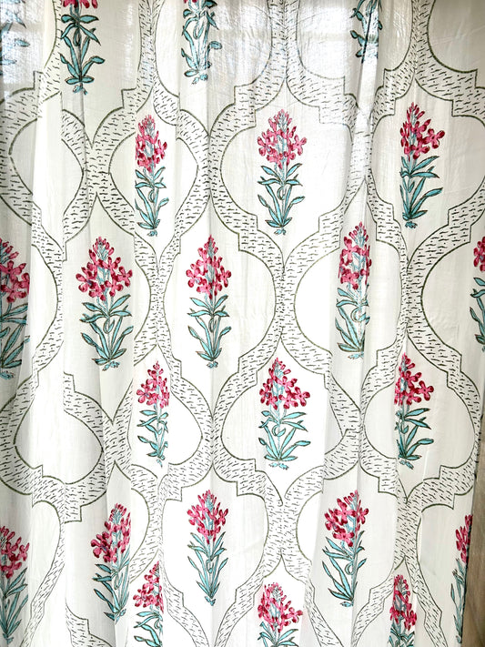 Guldasta Block Printed Sheer Curtains