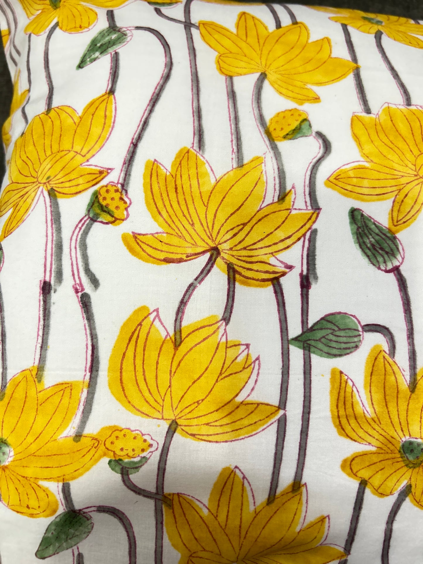 Yellow Big Floral Cushion Cover