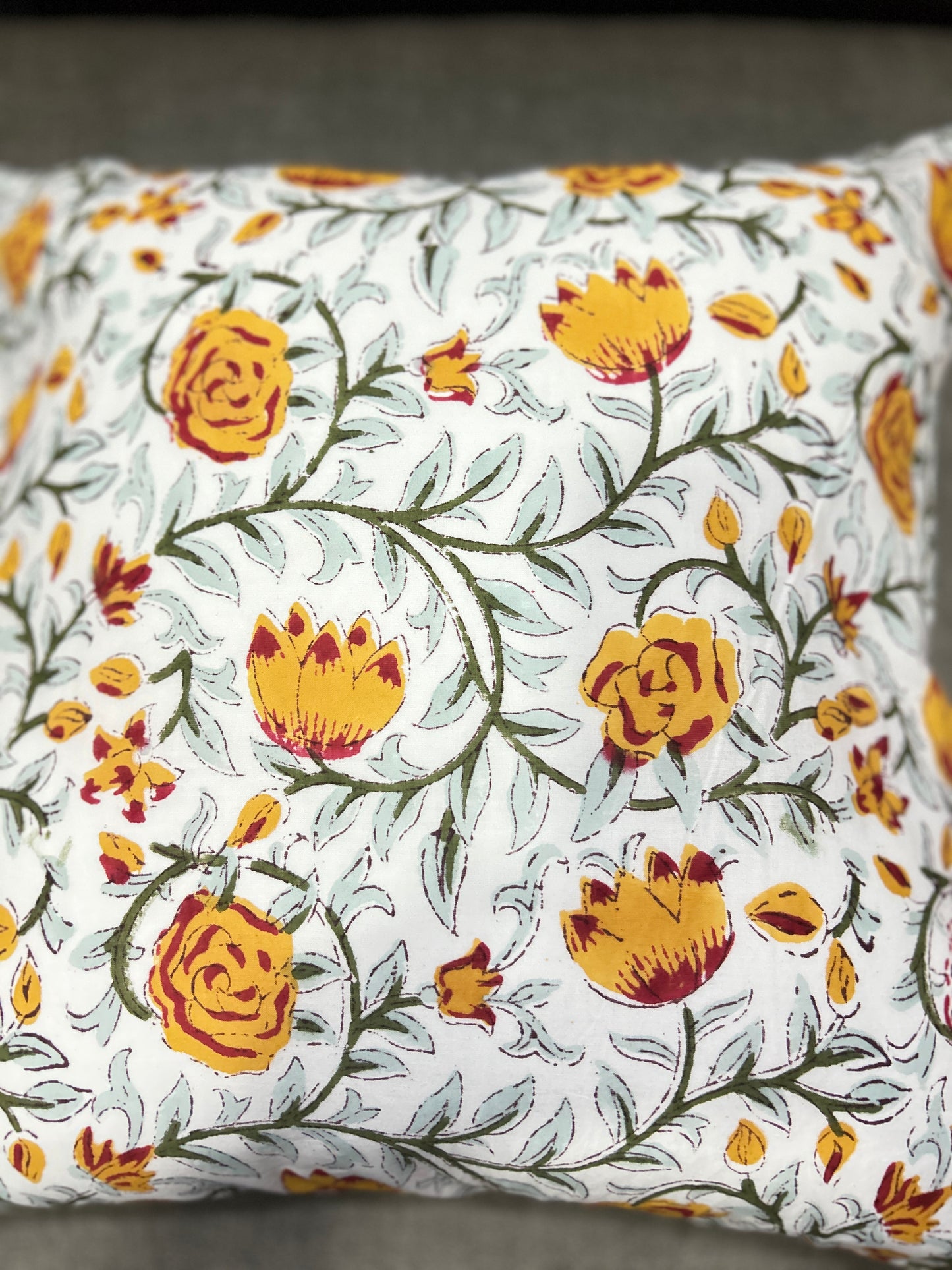 Orange Floral Cushion Cover