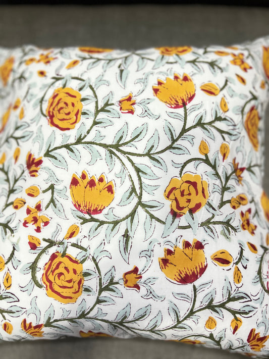 Orange Floral Cushion Cover