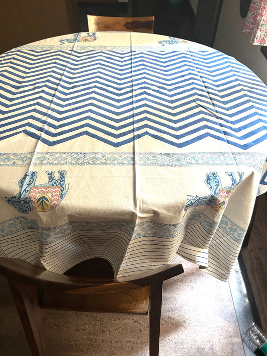 Gaja Block Print Table Cover - 4 Seater