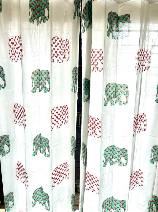Gajam Block Printed Sheer Curtains