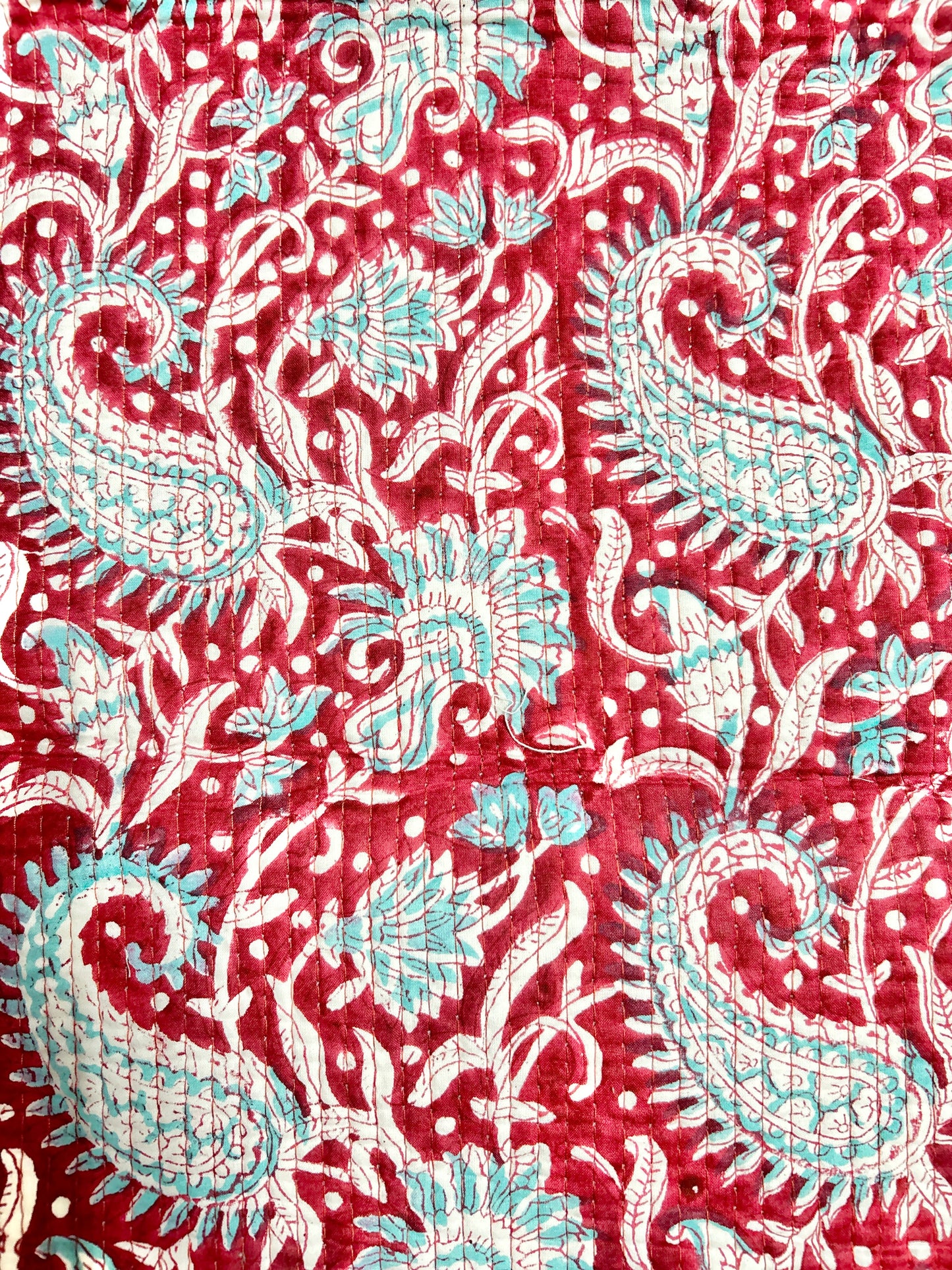 Red Paisley Block Print Table Runner