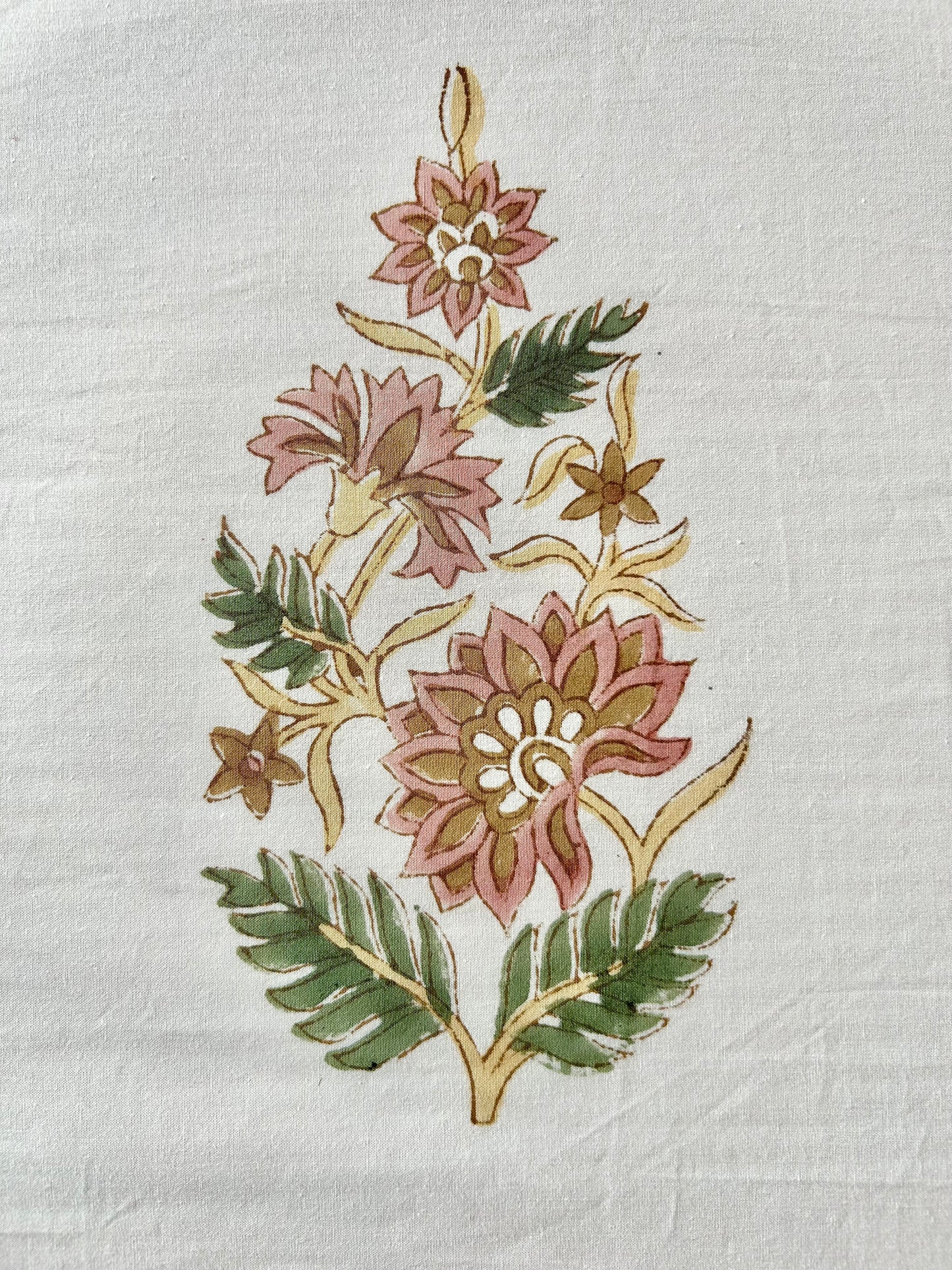 Floral Peach Block Printed Cotton Bedsheet(90x108) (Copy)