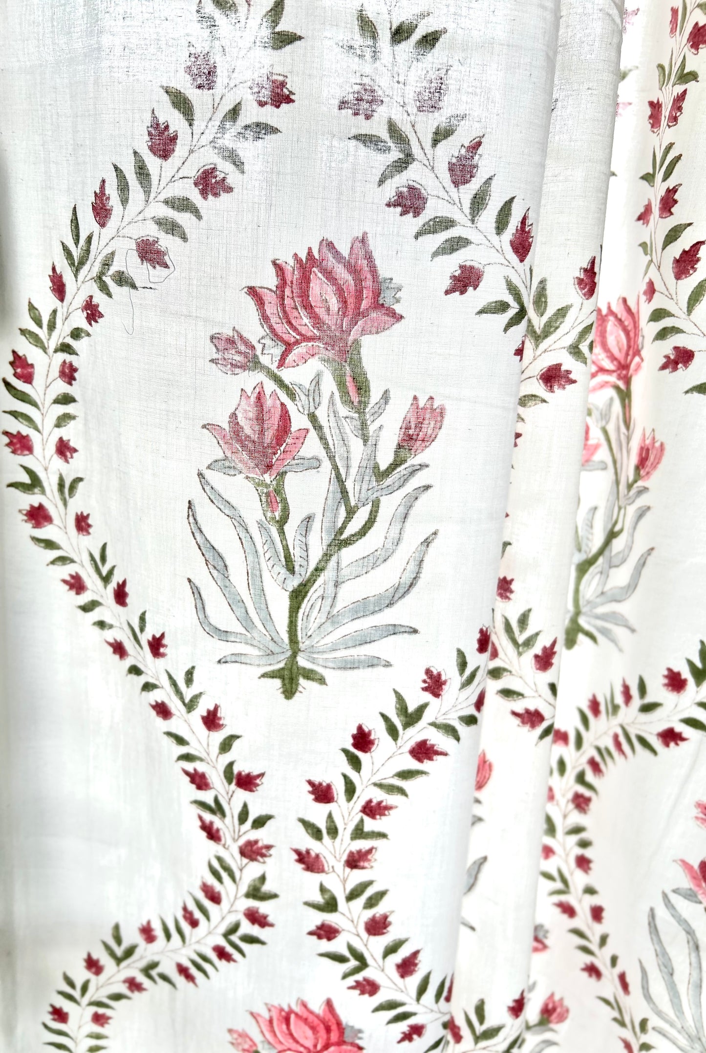 Lily in vines Block Printed Curtain