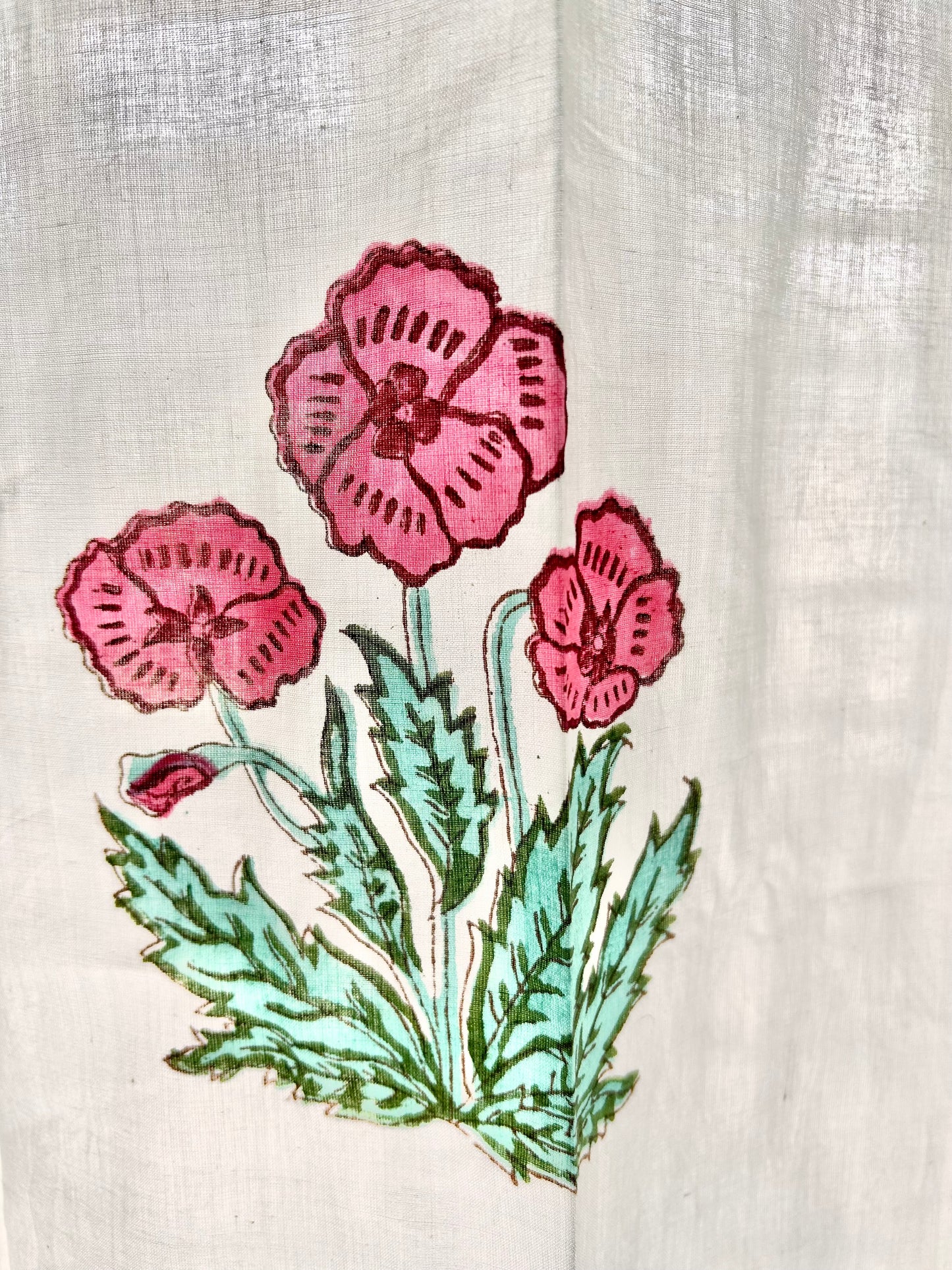 Tri Floral Block Printed Sheer Curtains
