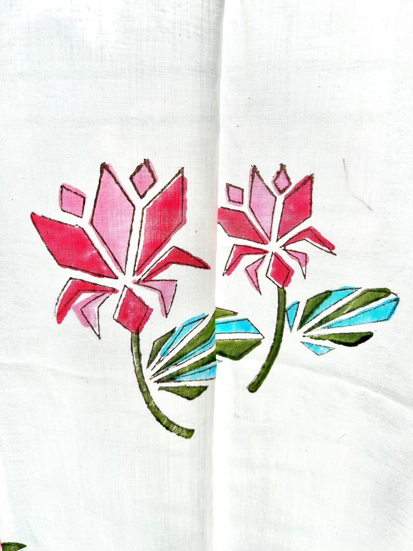 Geometric lotus Block Printed Sheer Curtains