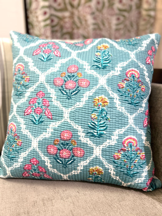 Kanika Block Print Quilted Cushion Cover
