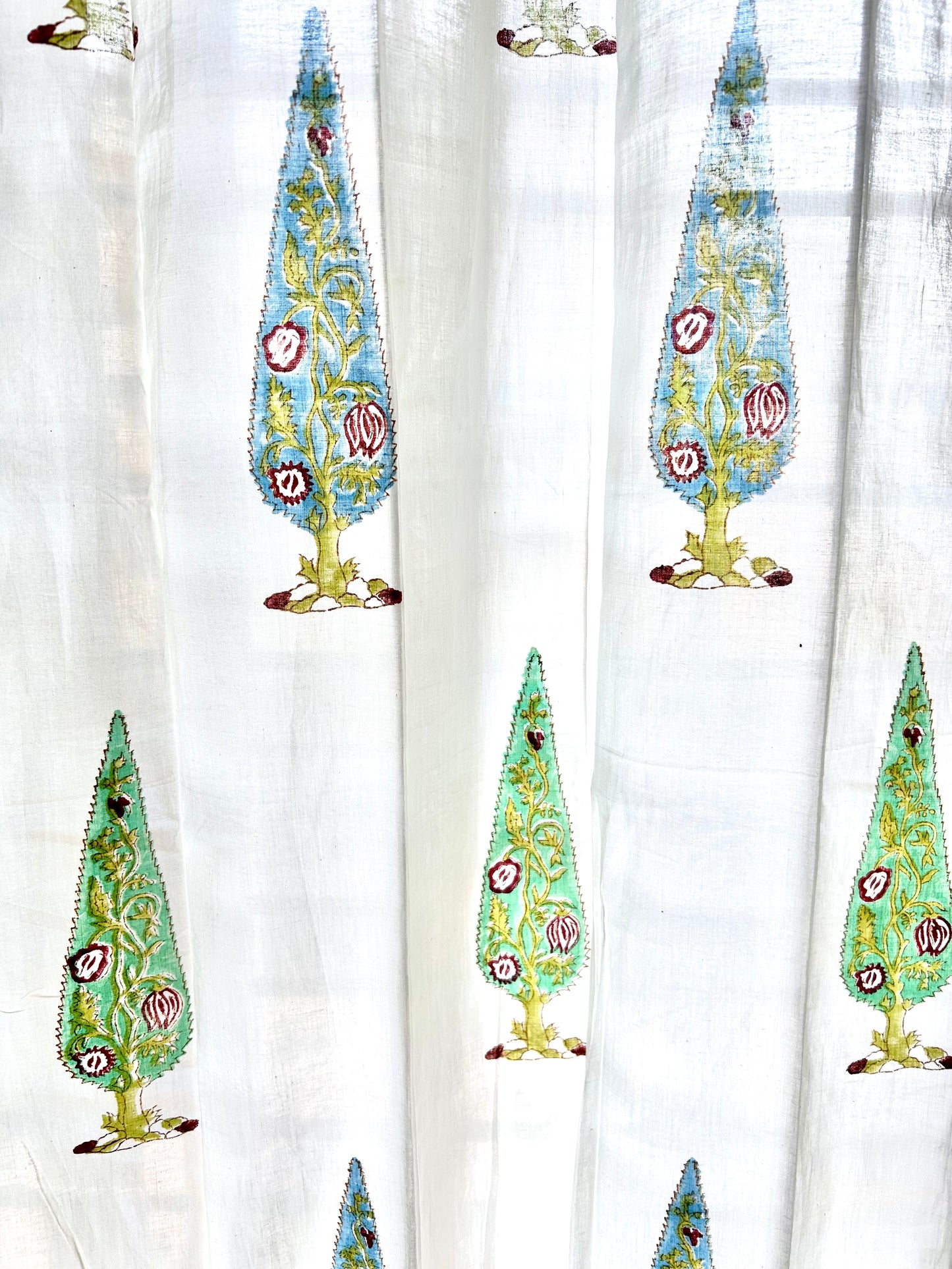 Conifers Block Printed Sheer Curtains