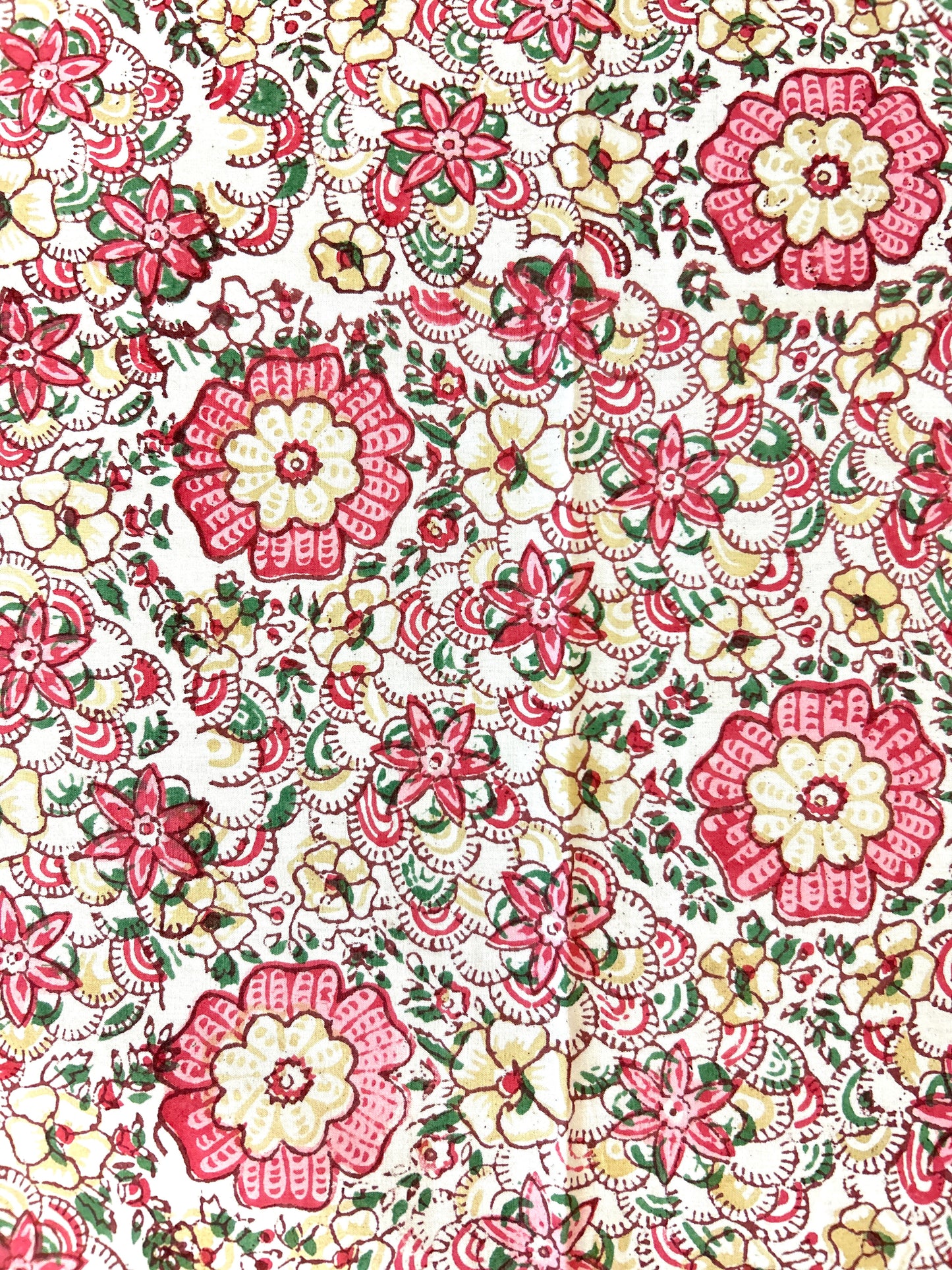 Pink floral Block Printed Cotton Bedsheet(90x108)