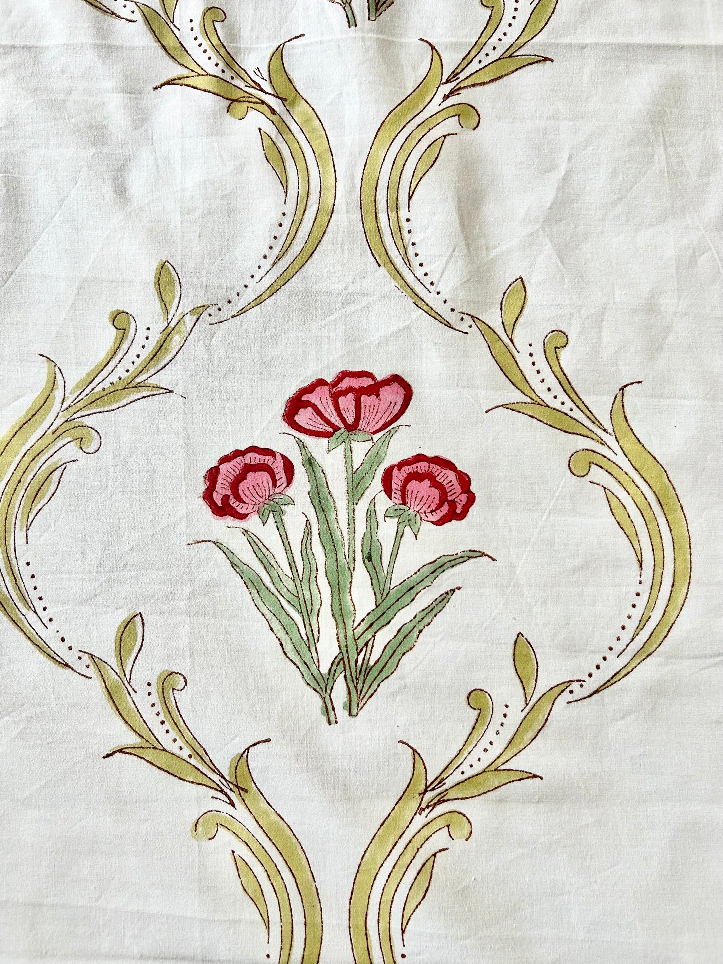Trisha Block Printed White Cotton Bedsheet(90X108)