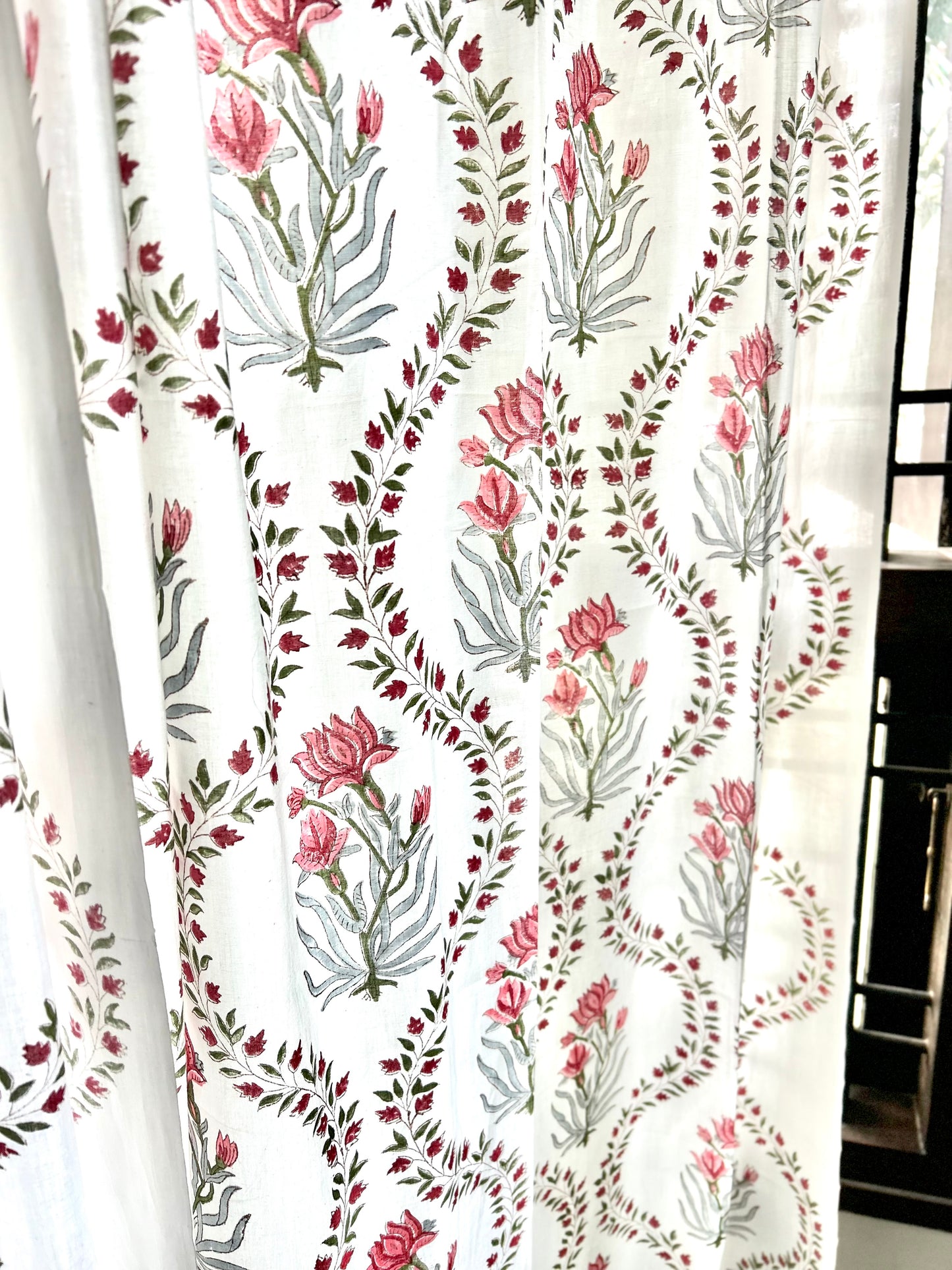 Lily in vines Block Printed Curtain