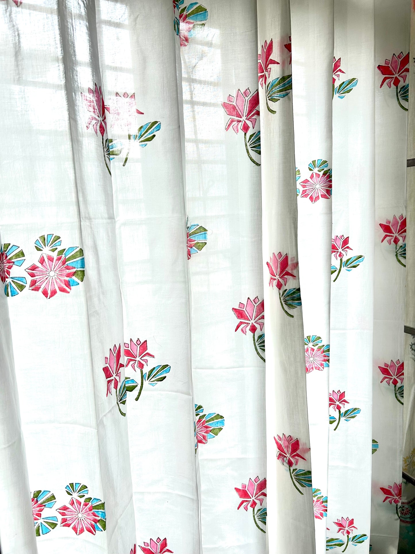 Geometric lotus Block Printed Sheer Curtains