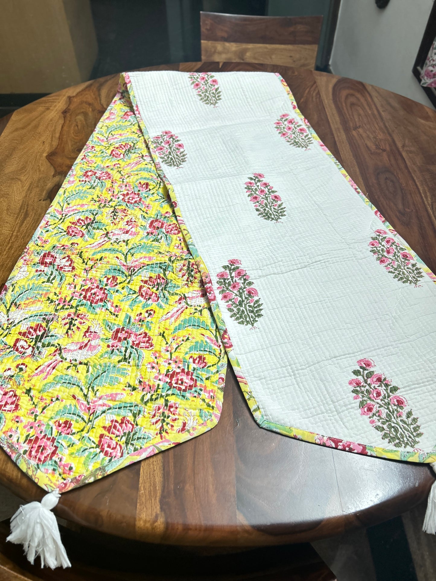 Yellow Bird Block Print Table Runner