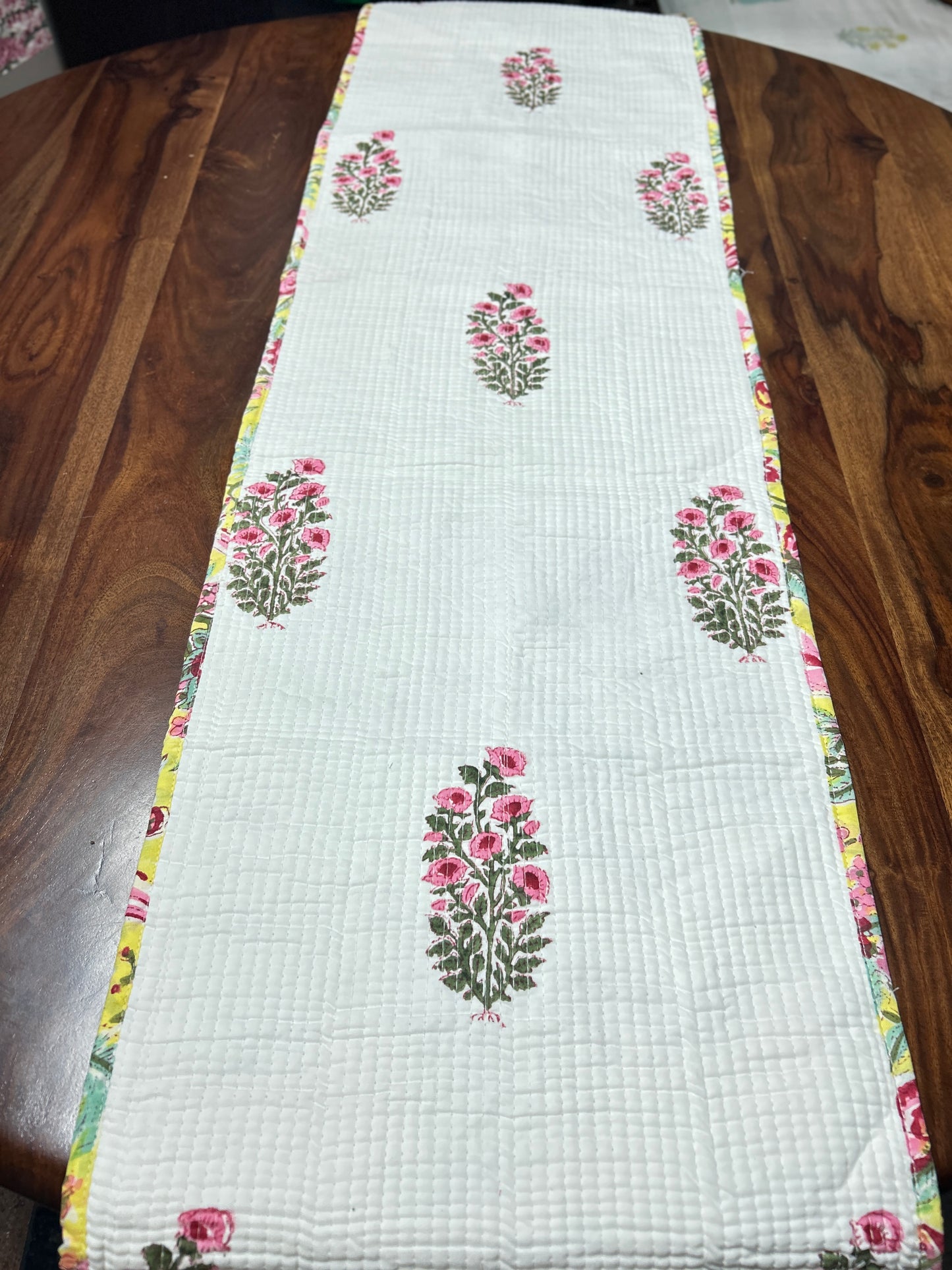 Yellow Bird Block Print Table Runner