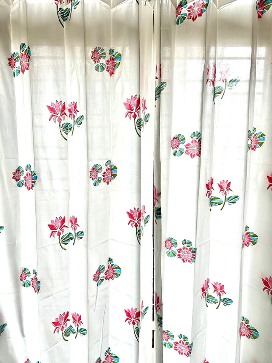 Geometric lotus Block Printed Sheer Curtains