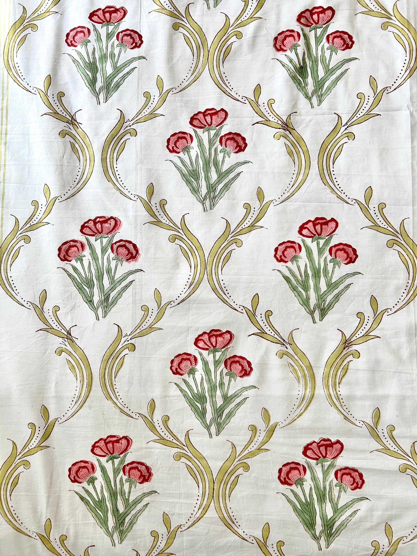 Trisha Block Printed White Cotton Bedsheet(90X108)