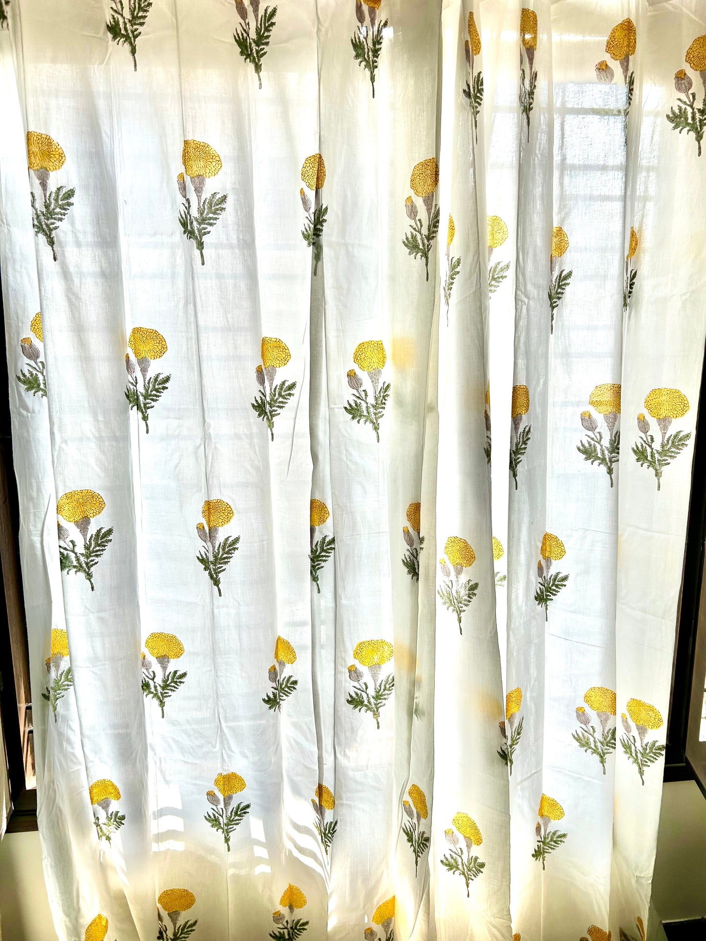 Genda Phool Block Printed Curtain