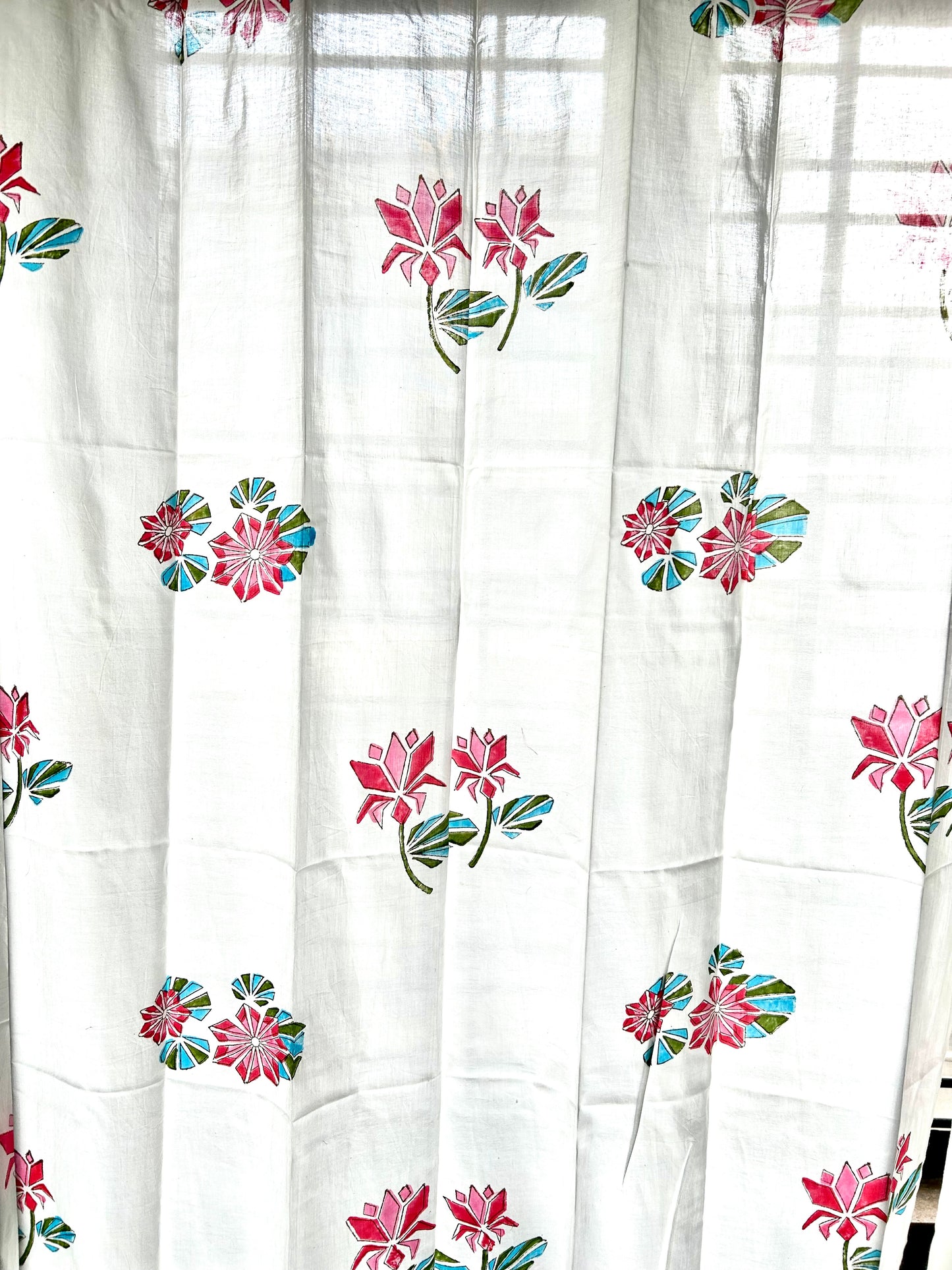 Geometric lotus Block Printed Sheer Curtains