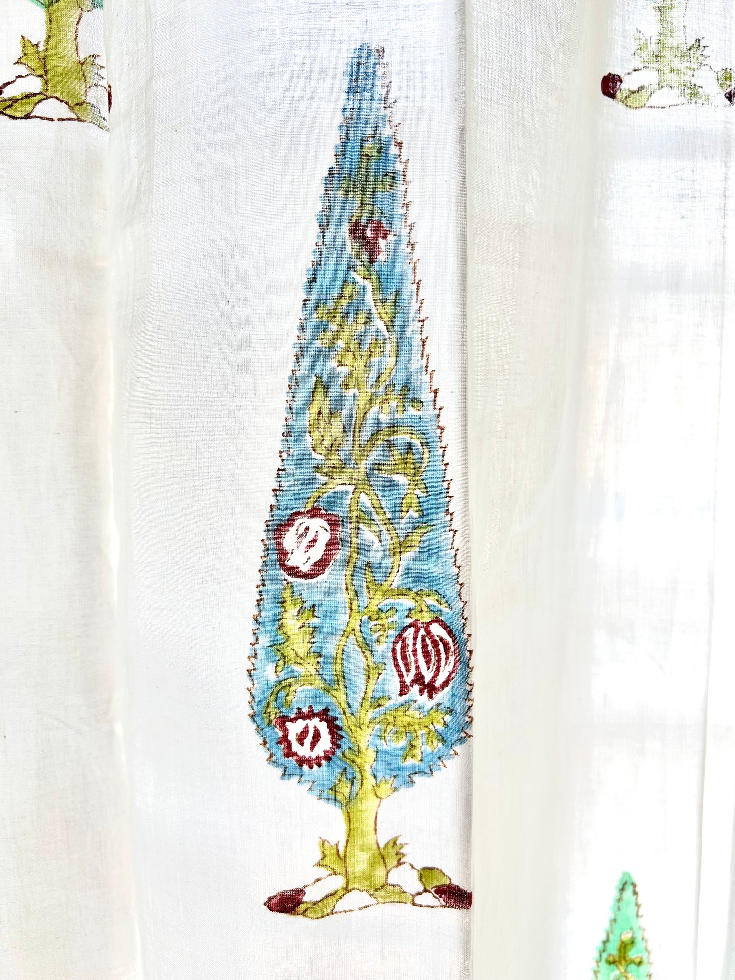 Conifers Block Printed Sheer Curtains