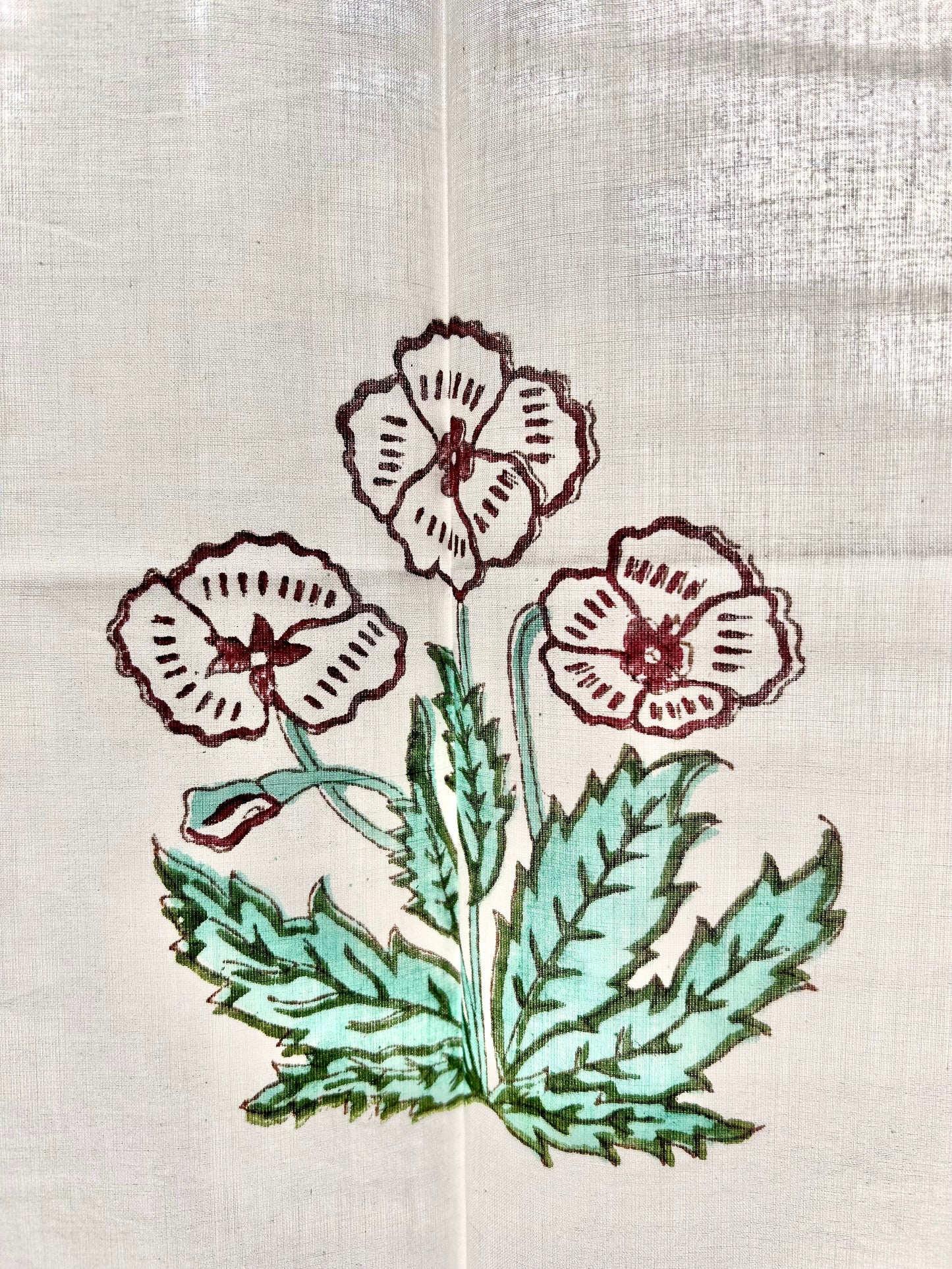 Tri Floral Block Printed Sheer Curtains